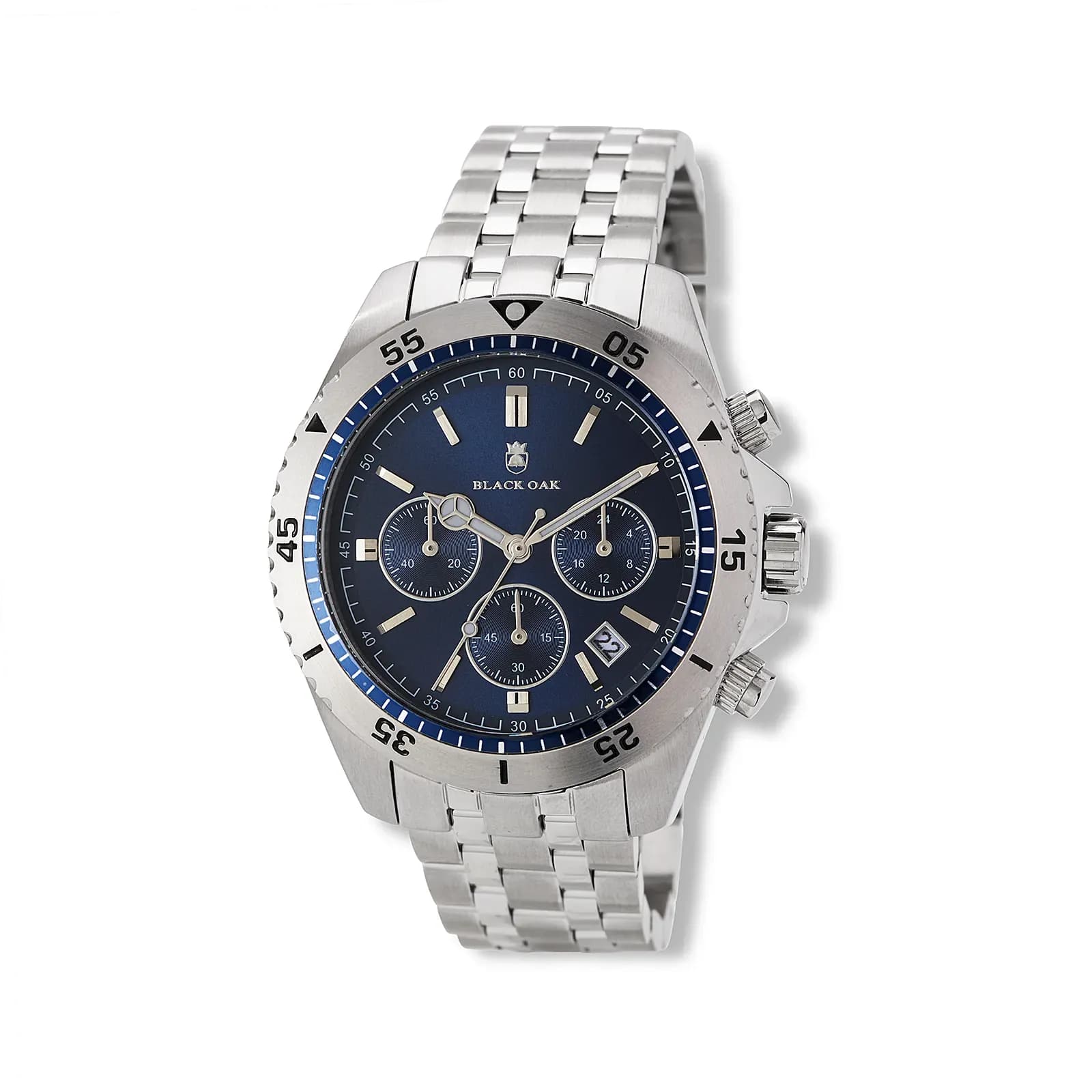 Black Oak herrklocka blå/silver, metallband - B88004-332