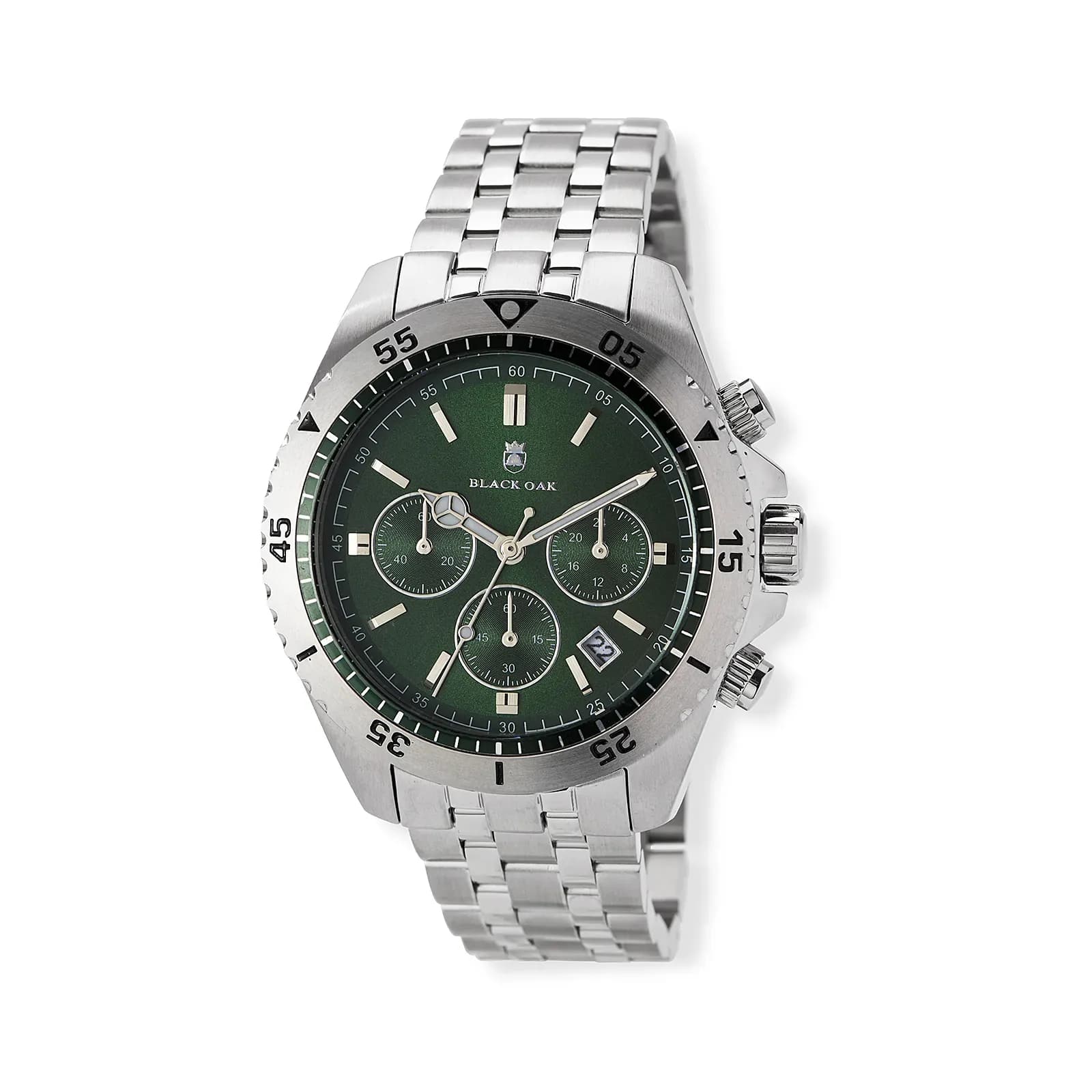 Black Oak herrklocka grön/silver, metallband - B88004-432