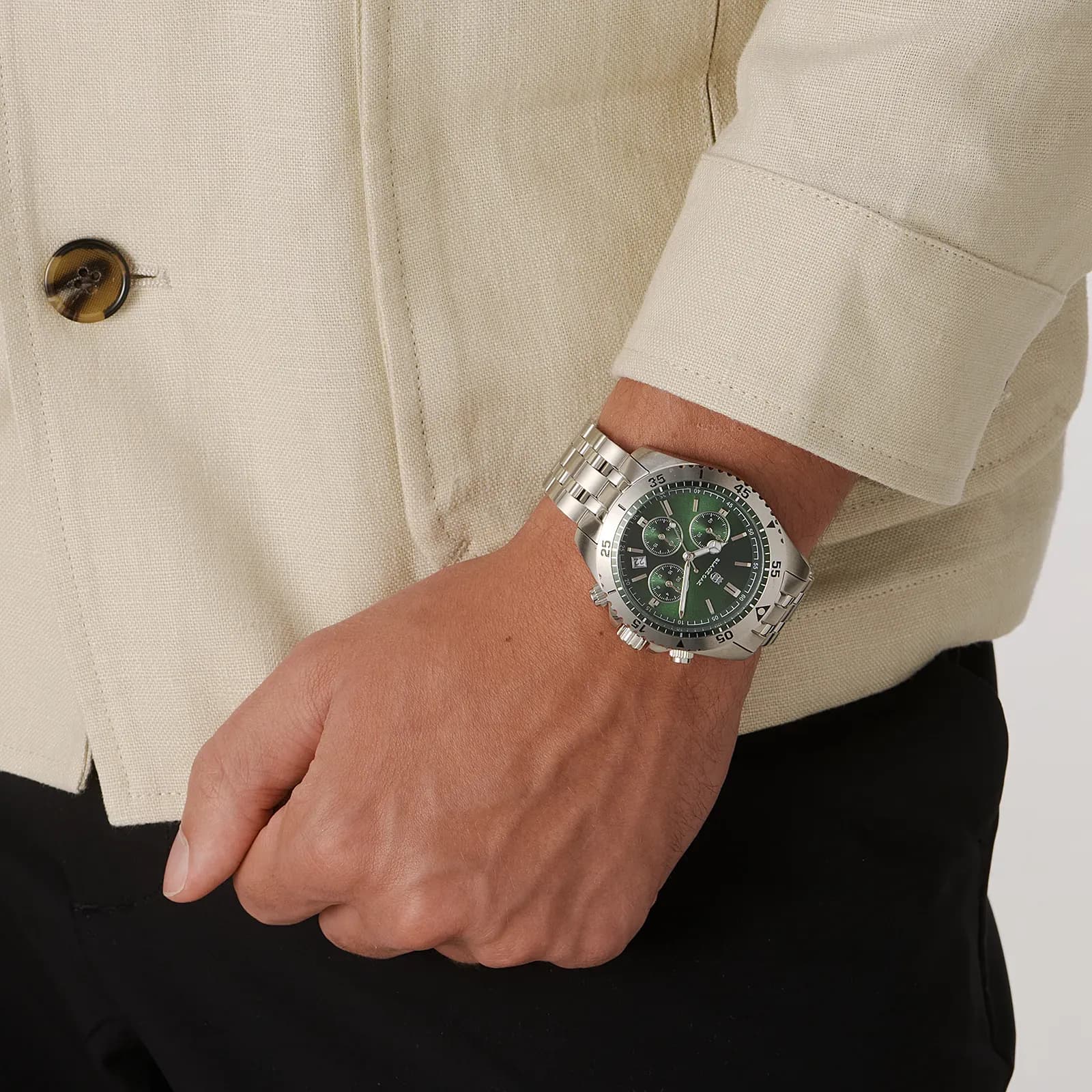Black Oak herrklocka grön/silver, metallband - B88004-432 2