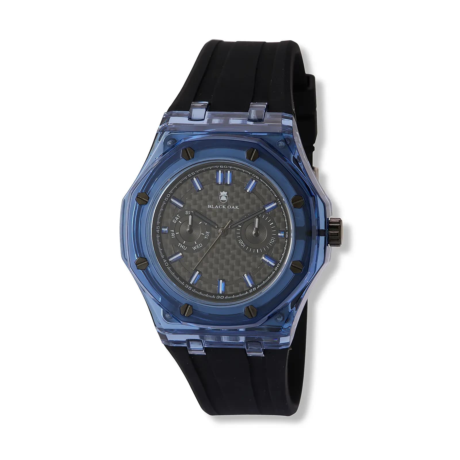 Black Oak herrklocka svart/blå gummiband - B88461-337