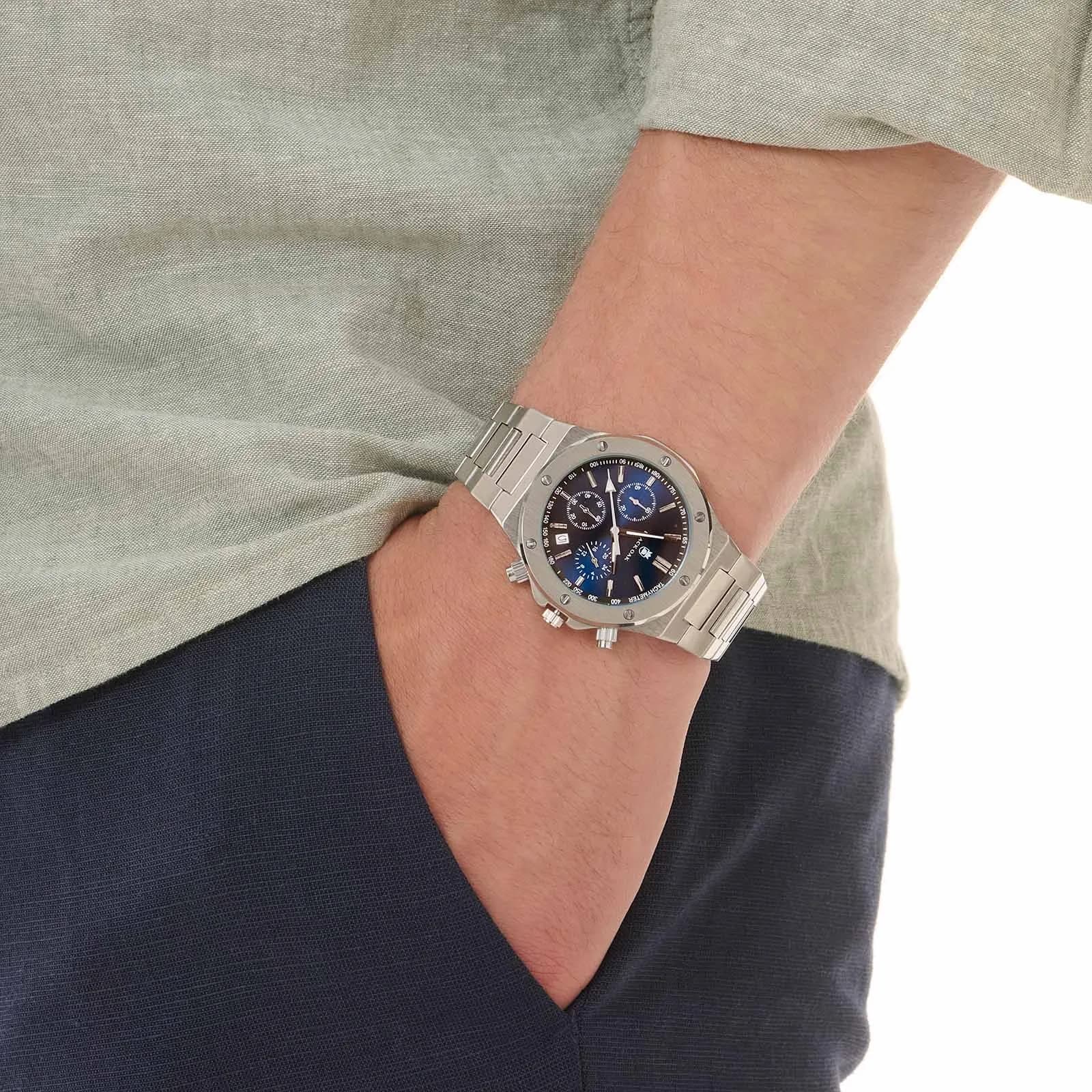 Black Oak Master Chrono metallband silver/blå - 42 mm 4