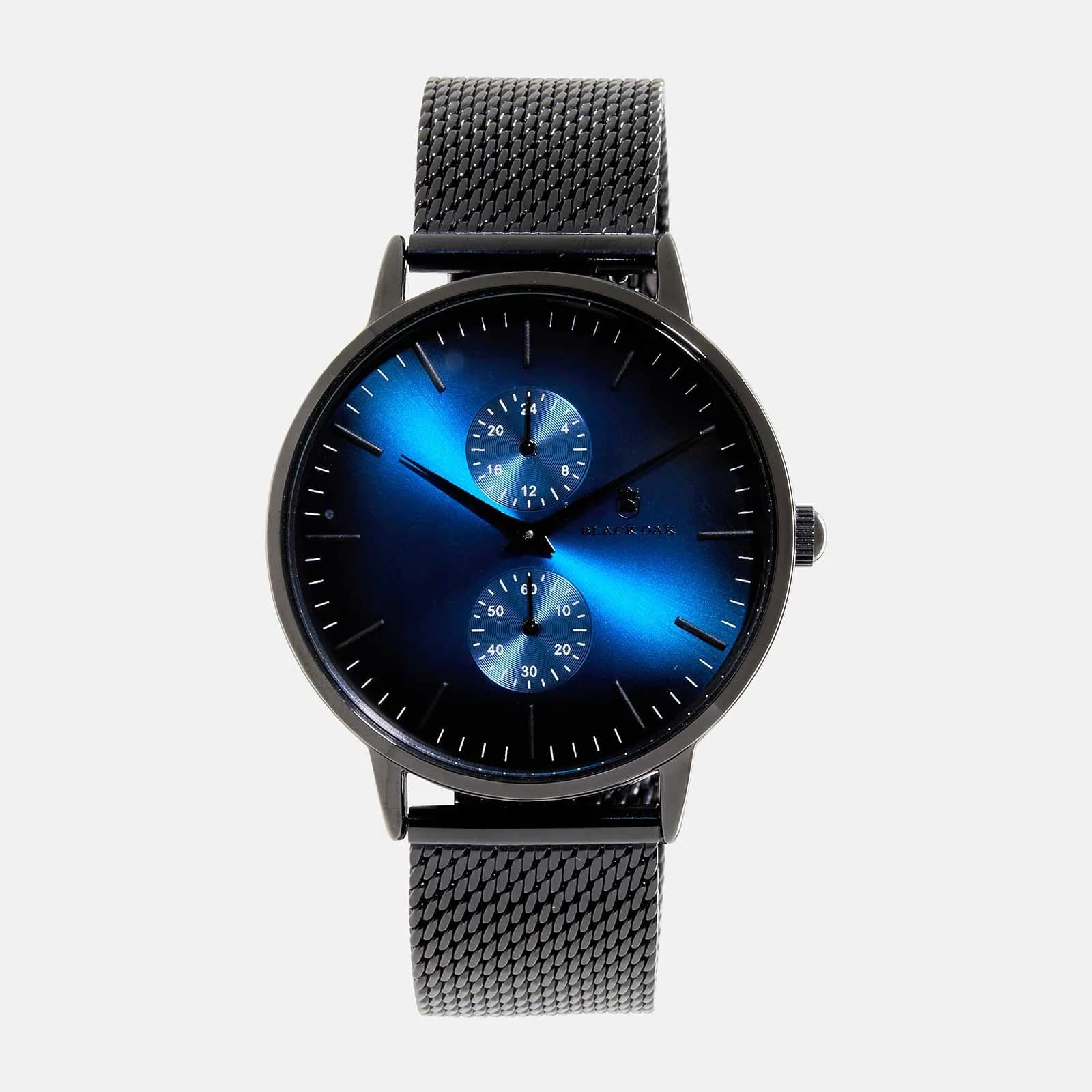Black Oak Shumardii herrklocka - meshband svart/blå - 42mm 2