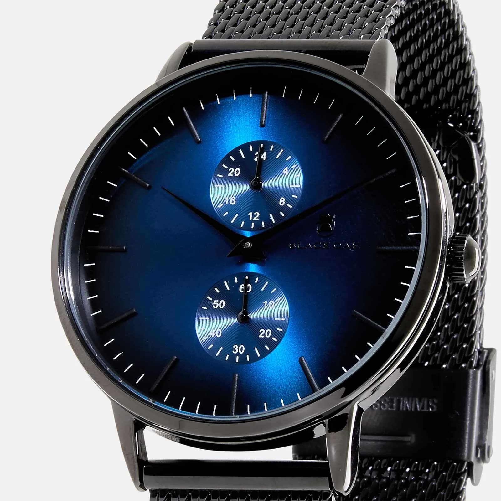 Black Oak Shumardii herrklocka - meshband svart/blå - 42mm 3
