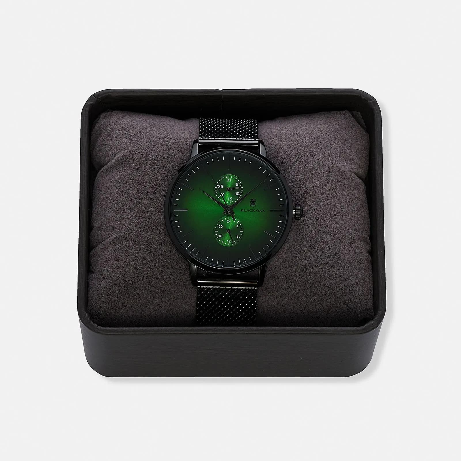 Black Oak Shumardii herrklocka - meshband svart/grön - 42mm