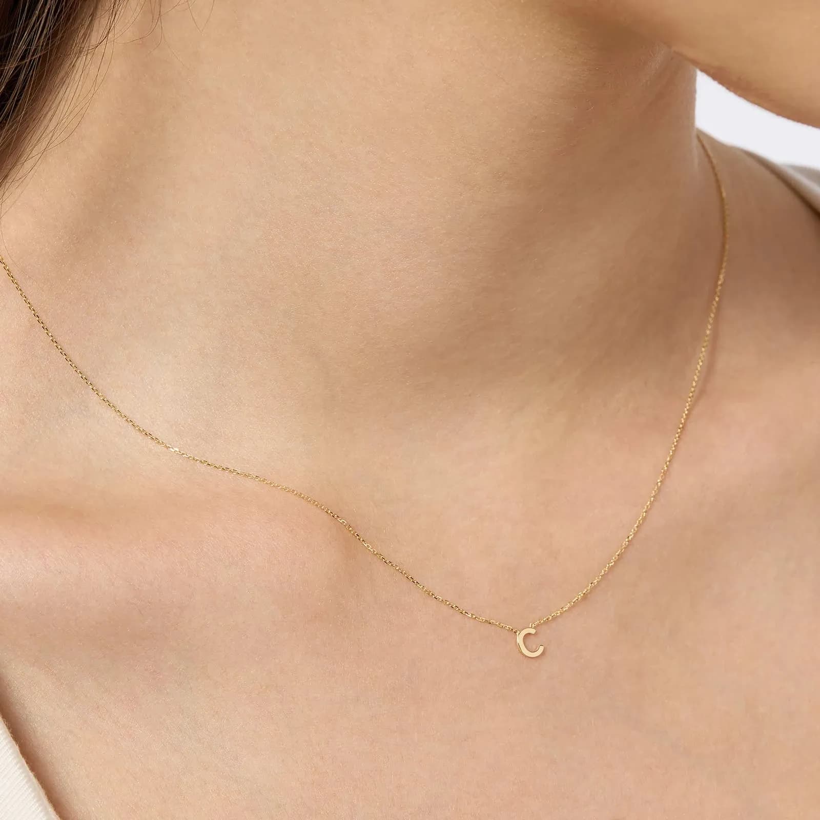 Halsband 9k guld - bokstav C, 43cm 3