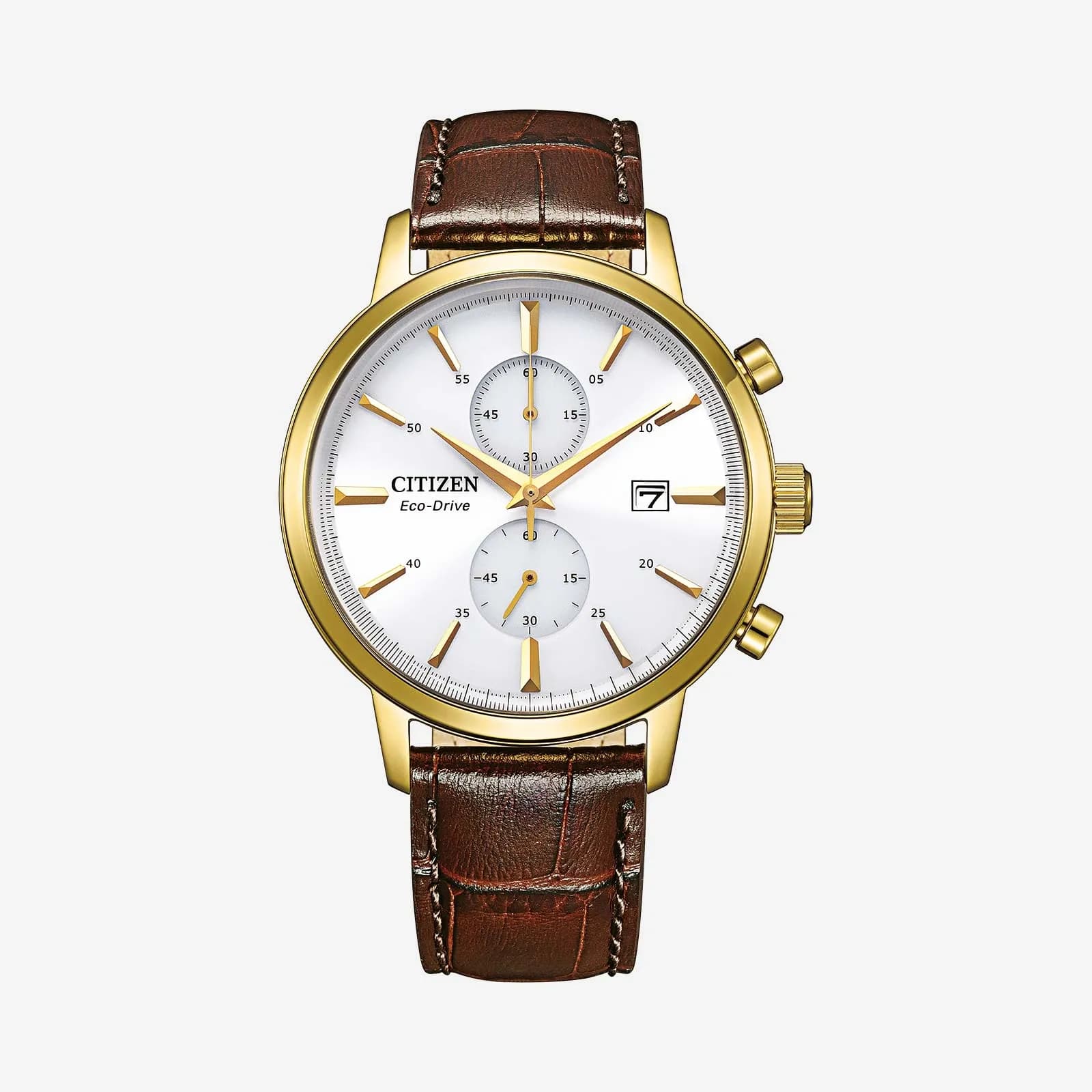 Citizen Kronograf Eco-Drive herr, guld/vit - CA7062-15A 1