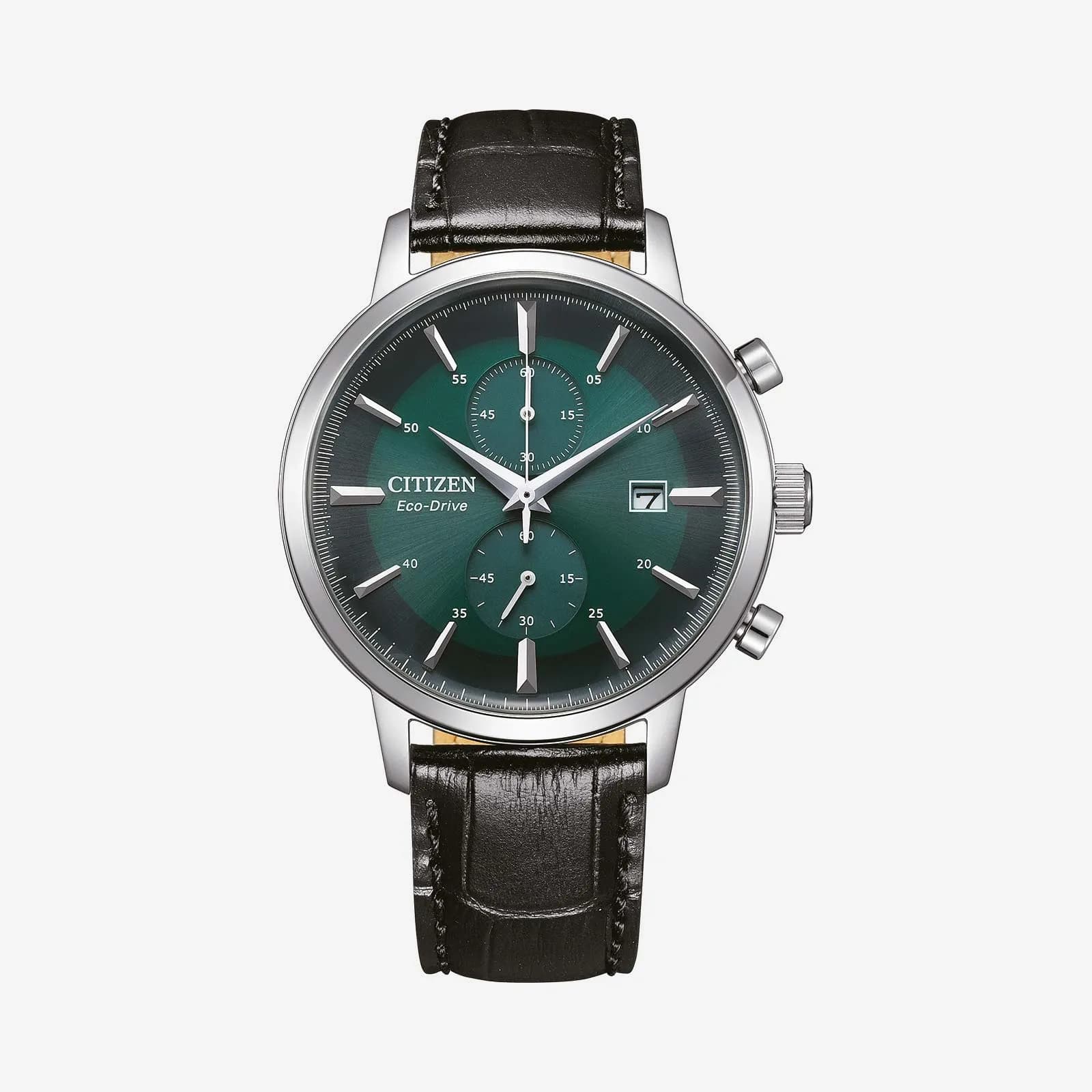 Citizen Kronograf Eco-Drive herr, silver/grön - CA7069-24X