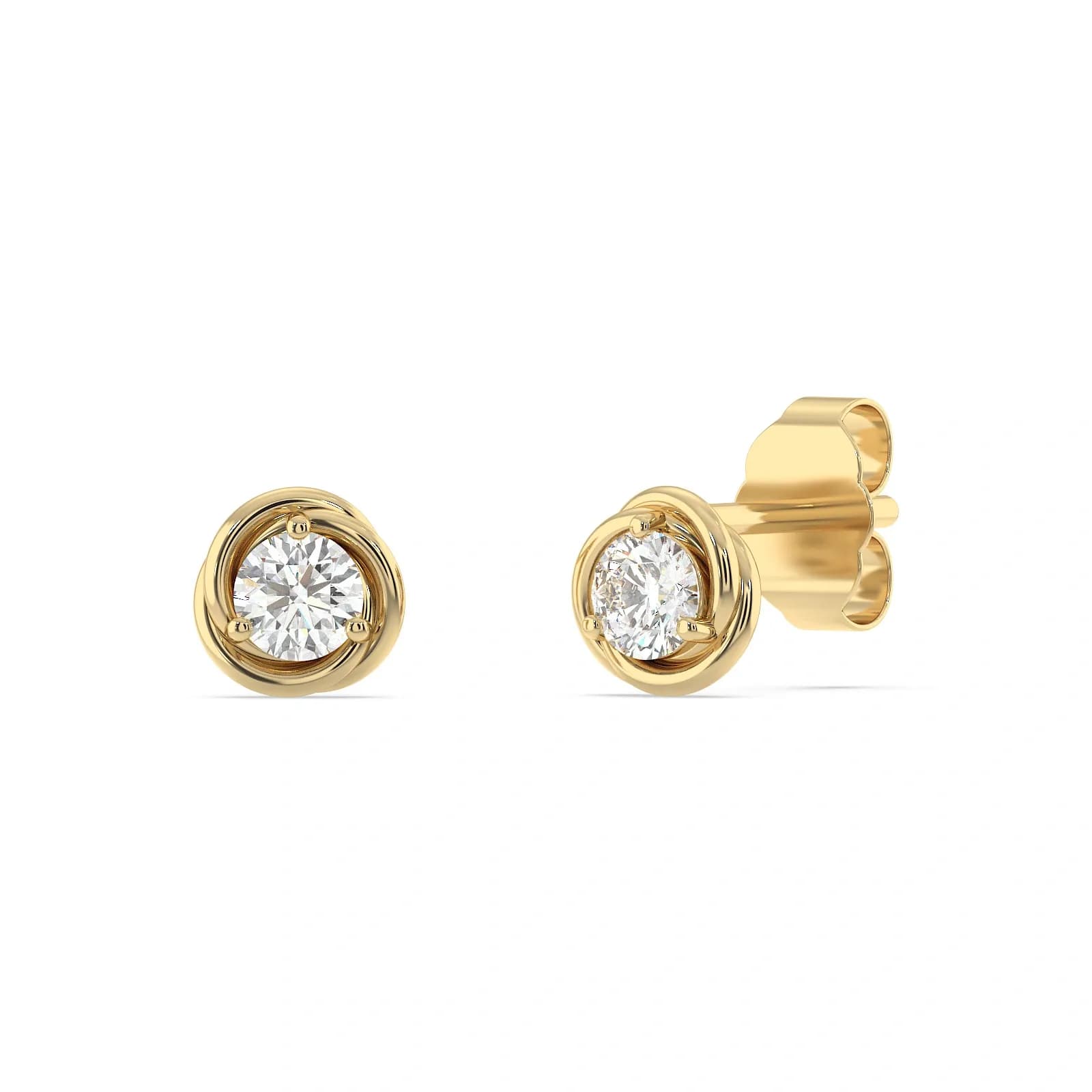 9K Guldörhängen studs, knut CZ - 3 mm