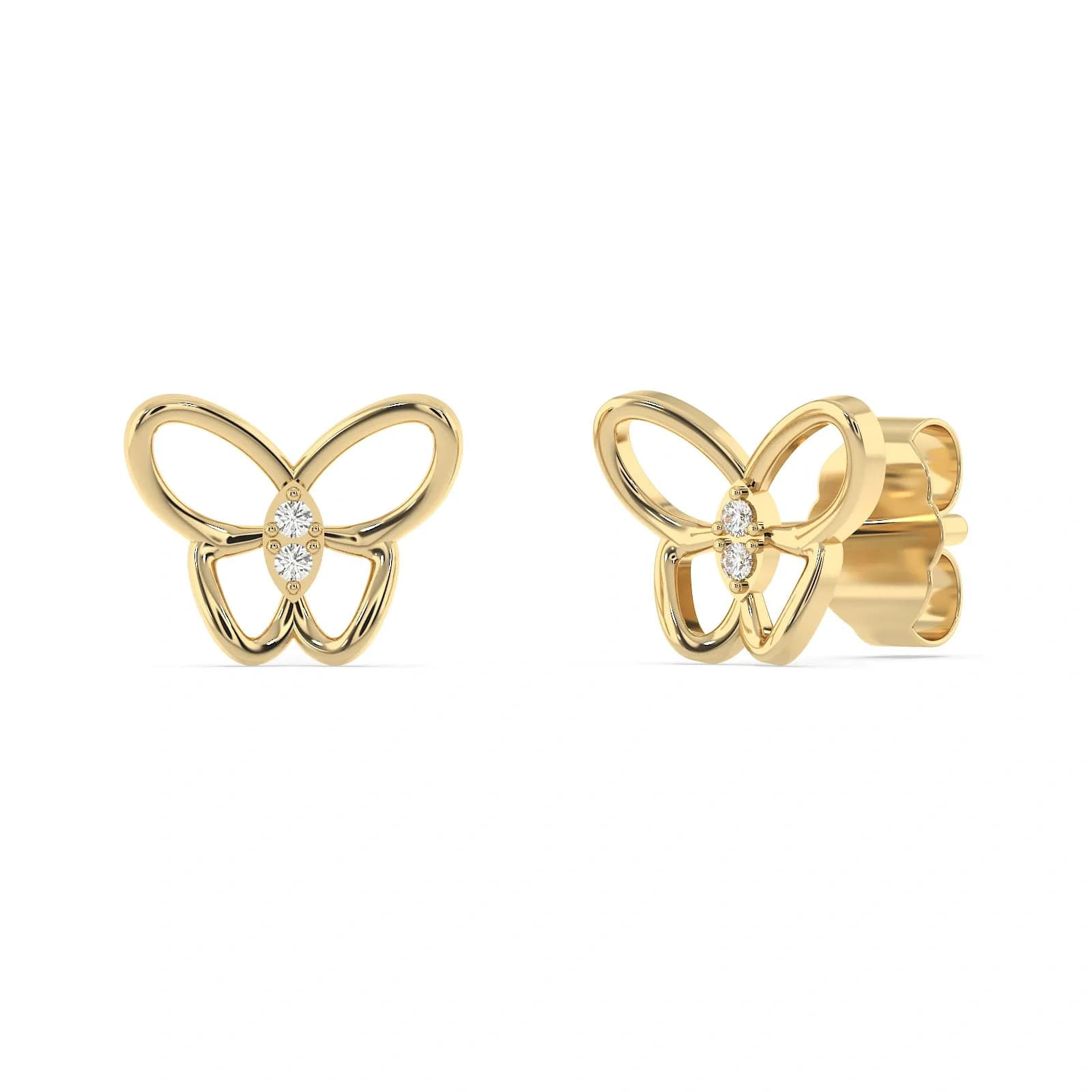 9K Guldörhängen studs, fjäril CZ - 1,8 mm