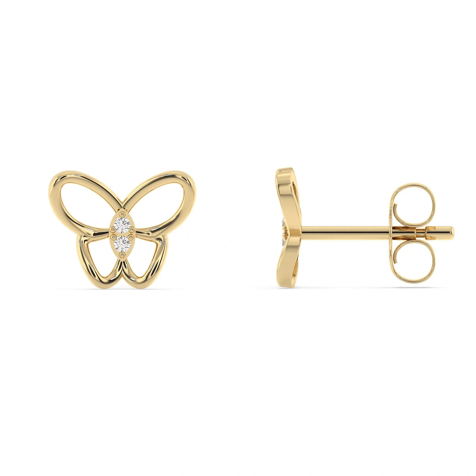 9K Guldörhängen studs, fjäril CZ - 1,8 mm 2