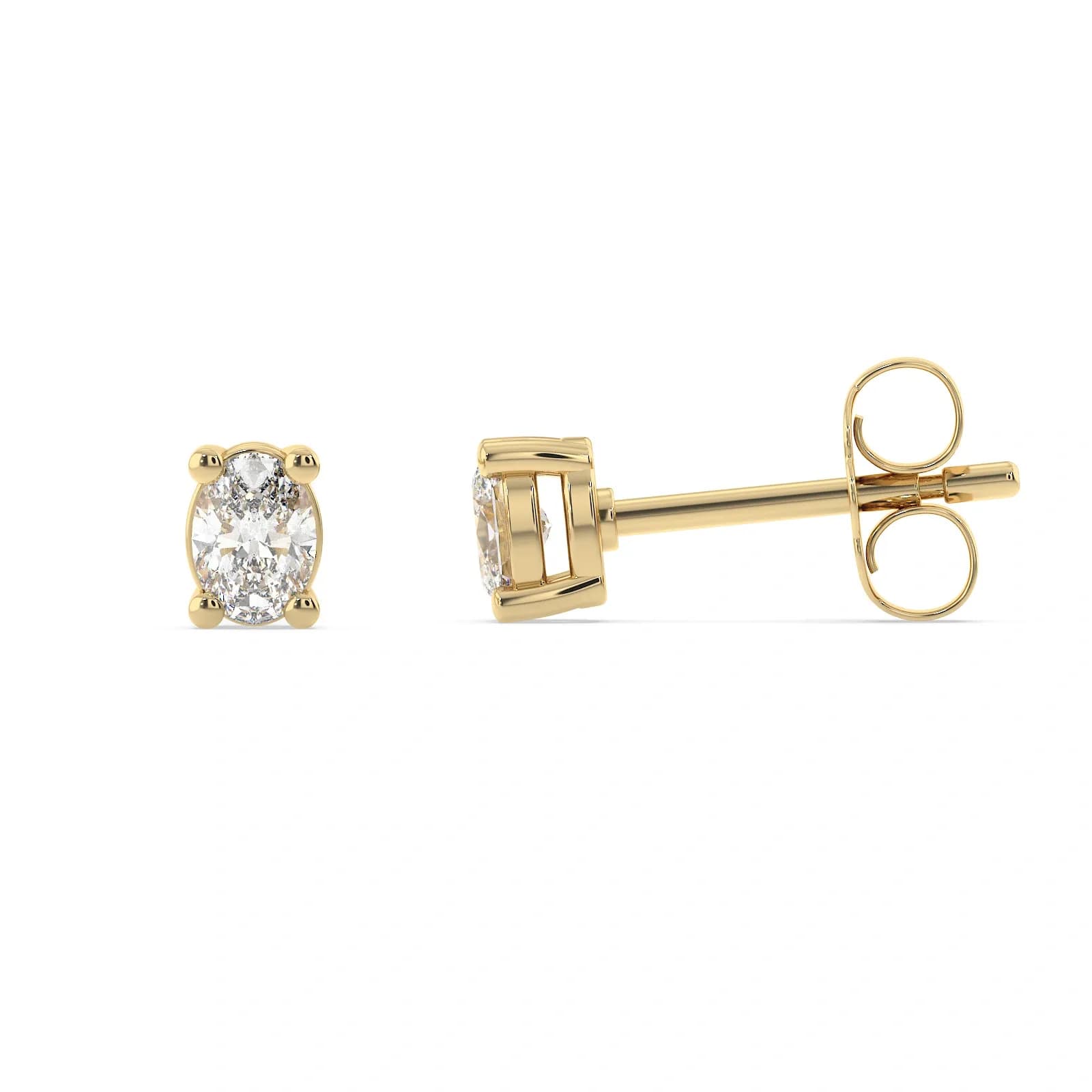 9K Guldörhängen studs, oval CZ - 4,5x3,25 mm 2