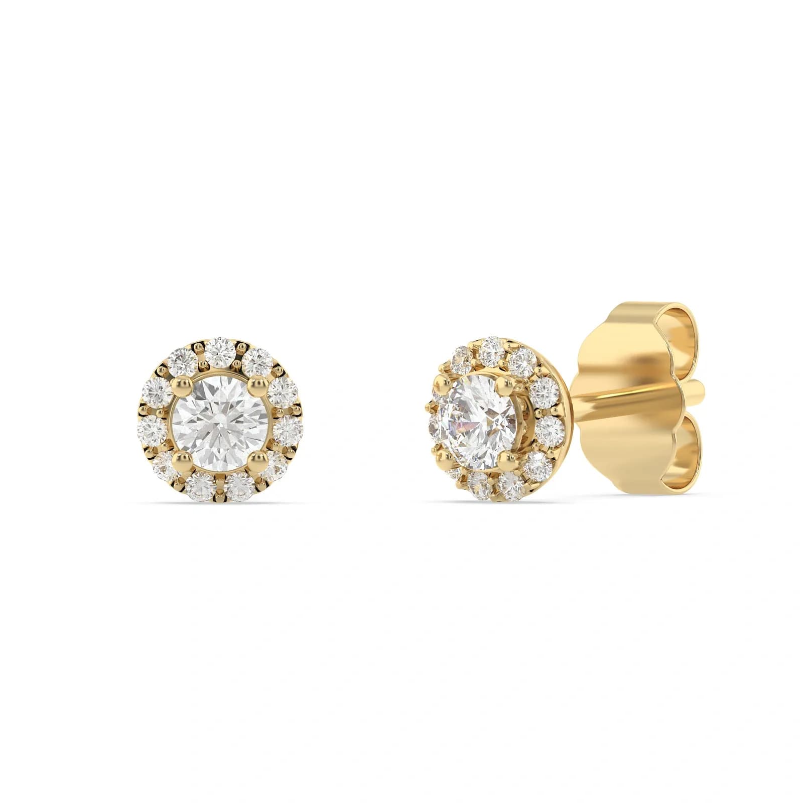 9K Guldörhängen studs, halo CZ - 4 mm