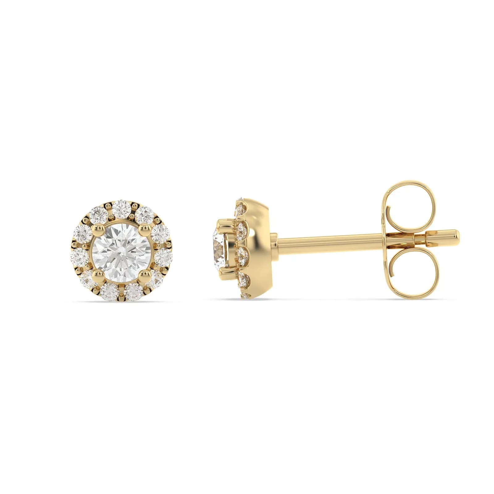 9K Guldörhängen studs, halo CZ - 4 mm 2