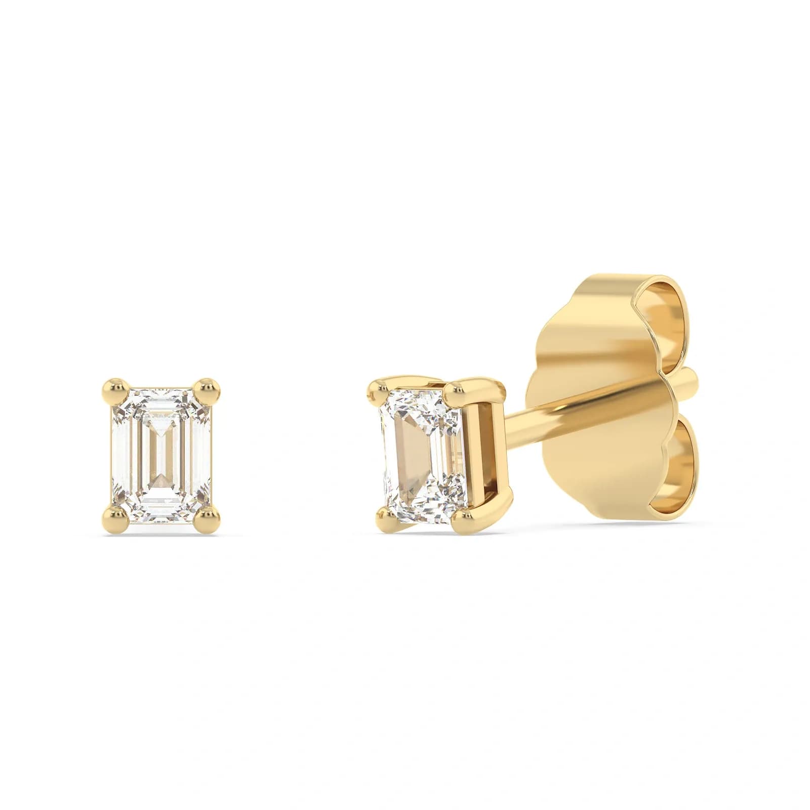9K Guldörhängen studs, smaragdslipad CZ - 3,2x2,4 mm