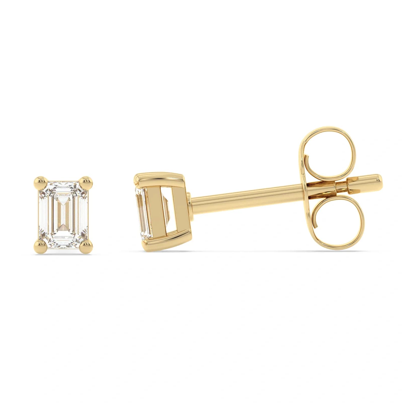 9K Guldörhängen studs, smaragdslipad CZ - 3,2x2,4 mm 2