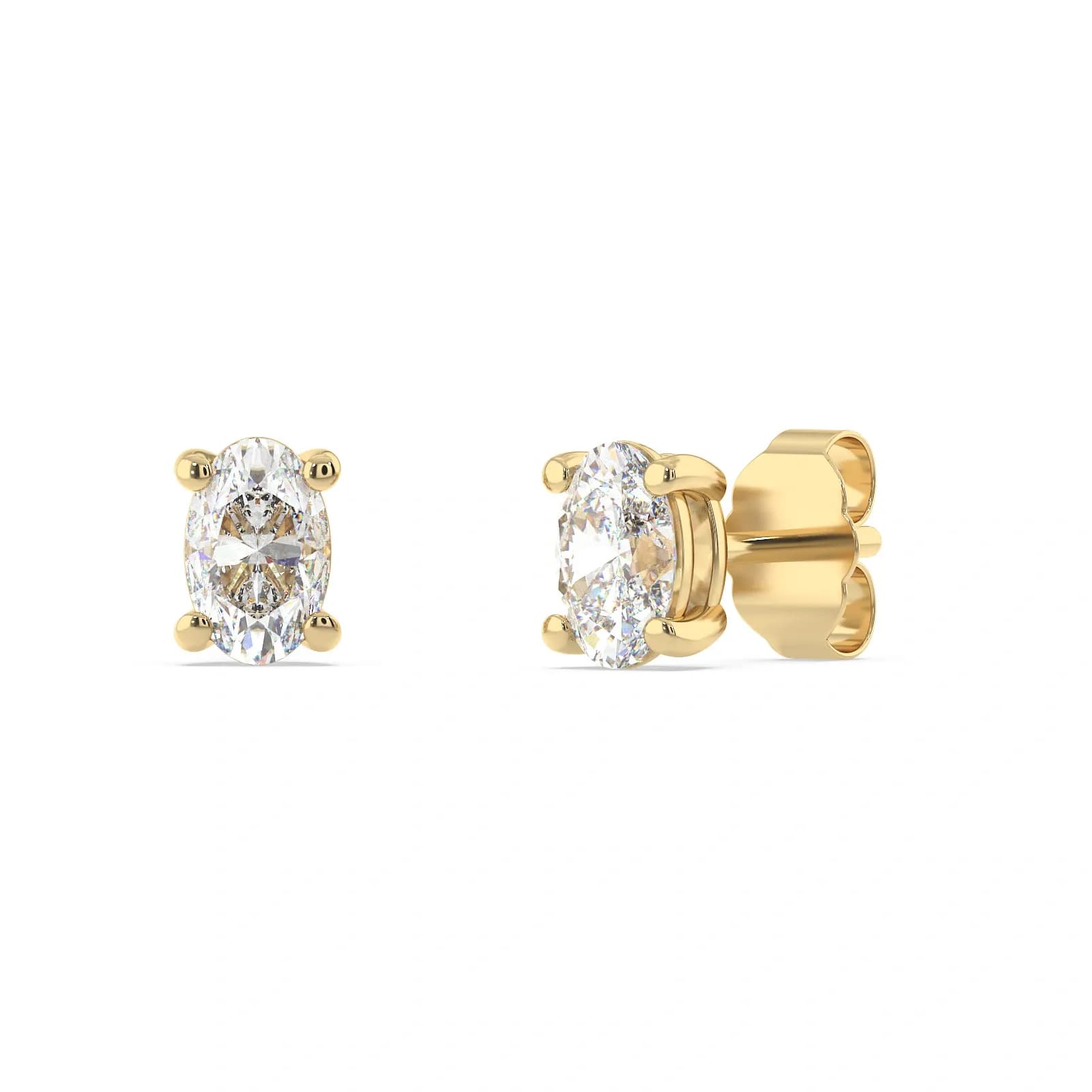 9K Guldörhängen studs, oval CZ - 5,9x4,4 mm