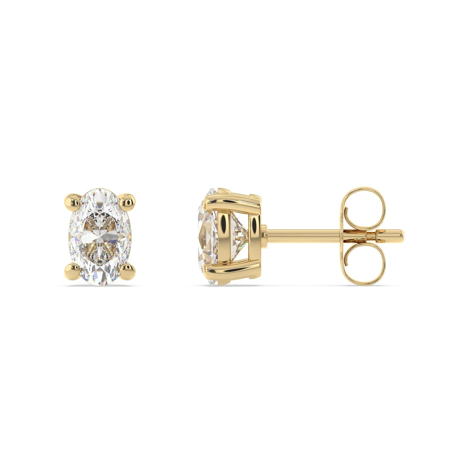 9K Guldörhängen studs, oval CZ - 5,9x4,4 mm 2