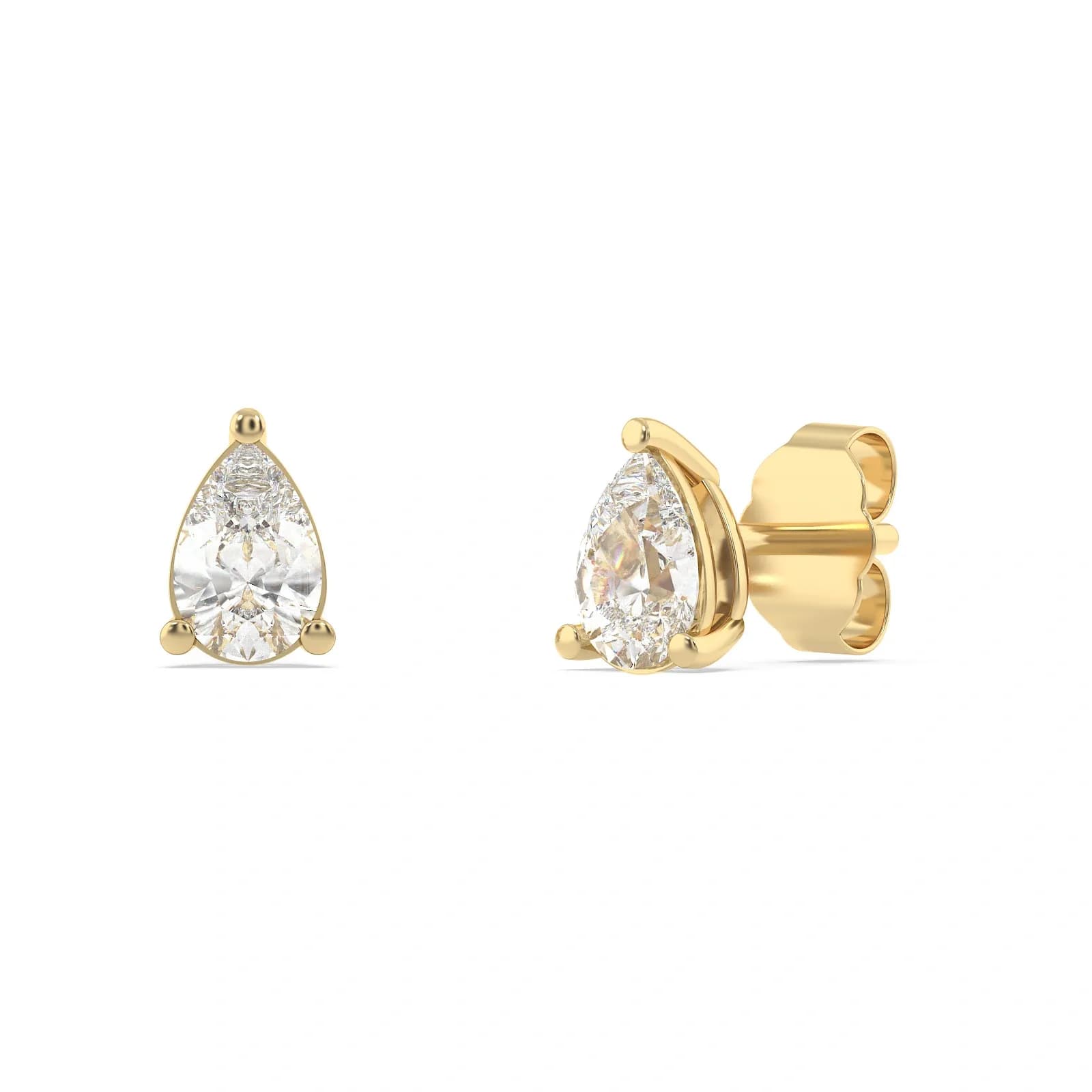 9K Guldörhängen studs, droppformad CZ - 6,25x4,1 mm
