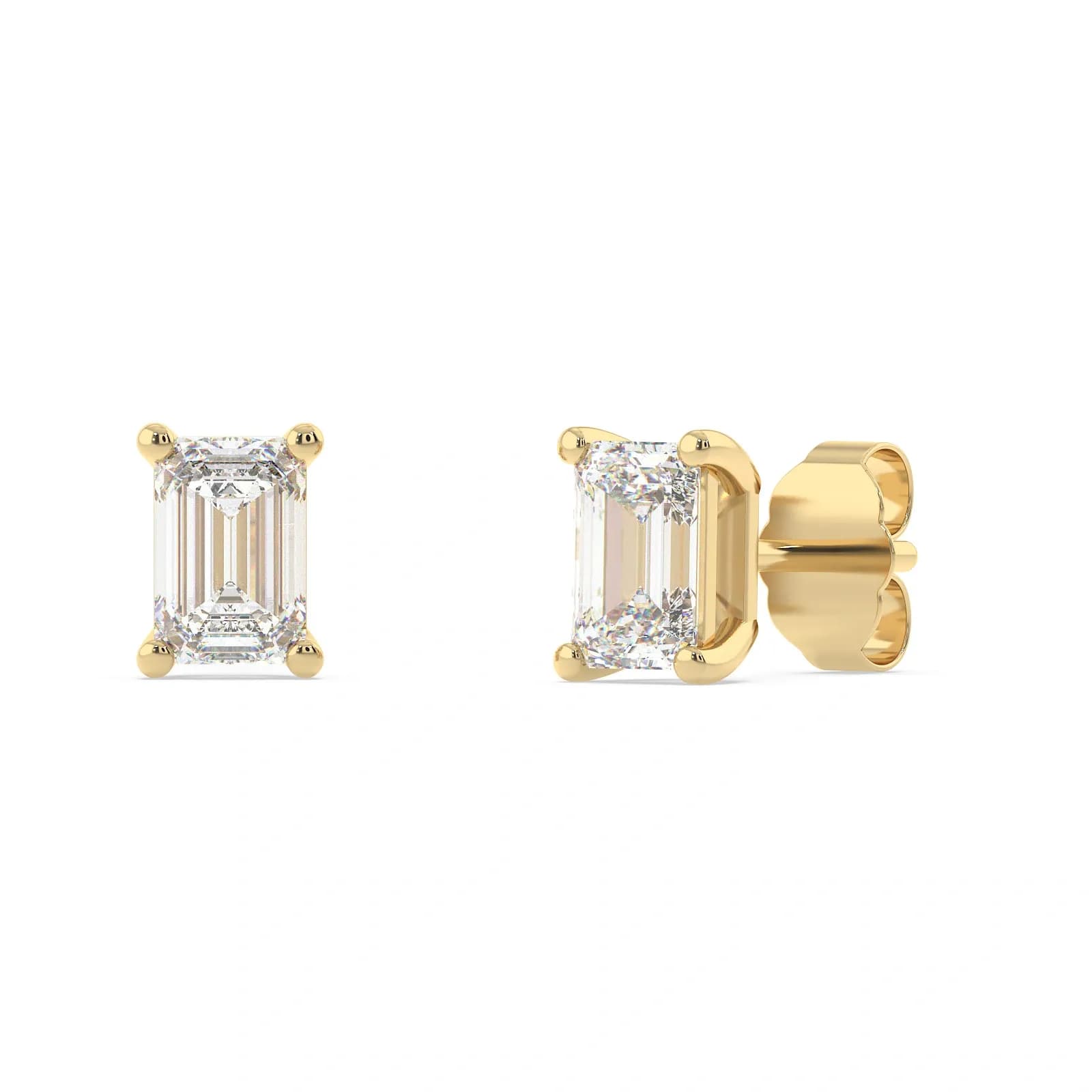 9K Guldörhängen studs, smaragdslipad CZ - 5,8x4,3 mm