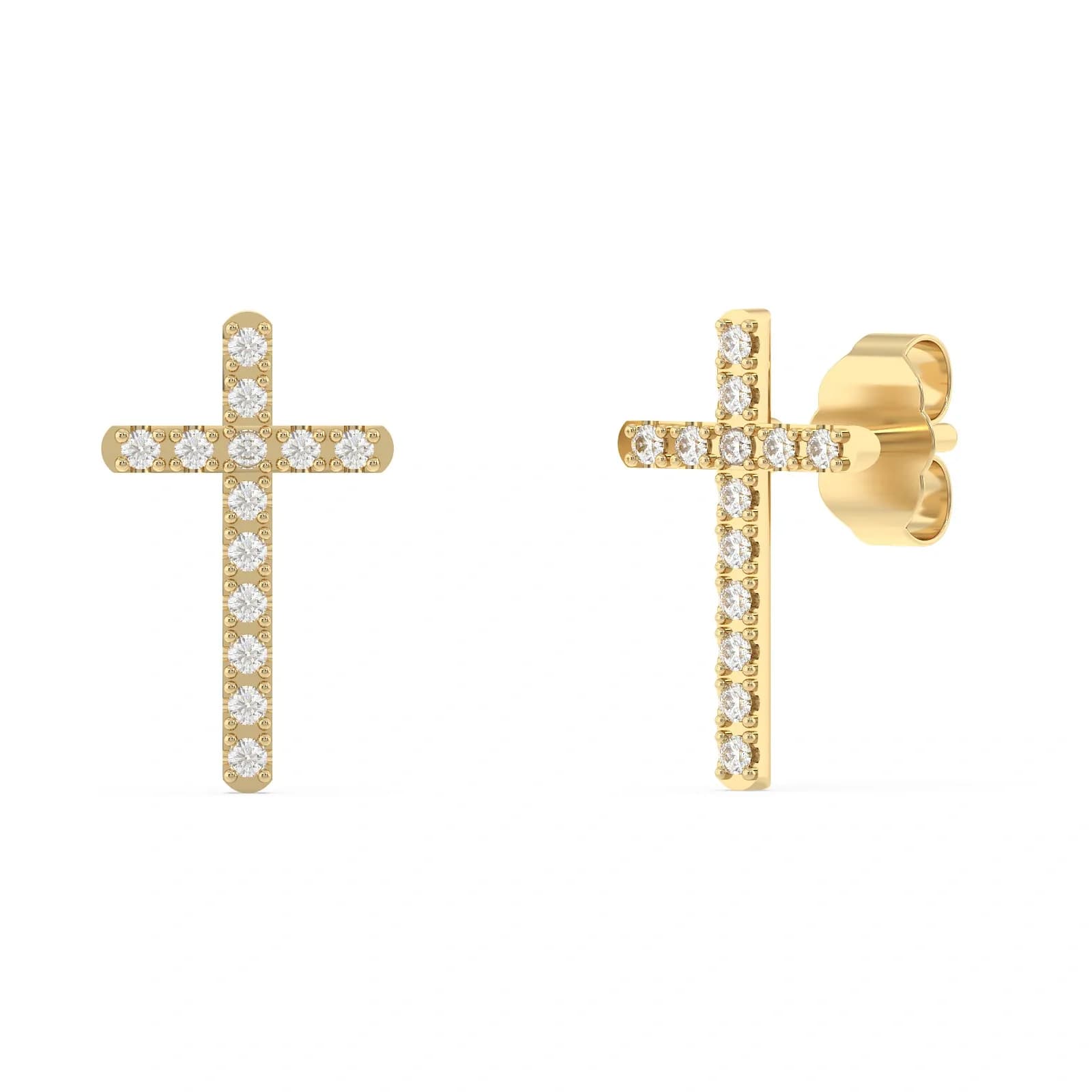 9K Guldörhängen studs, kors CZ - 12 mm