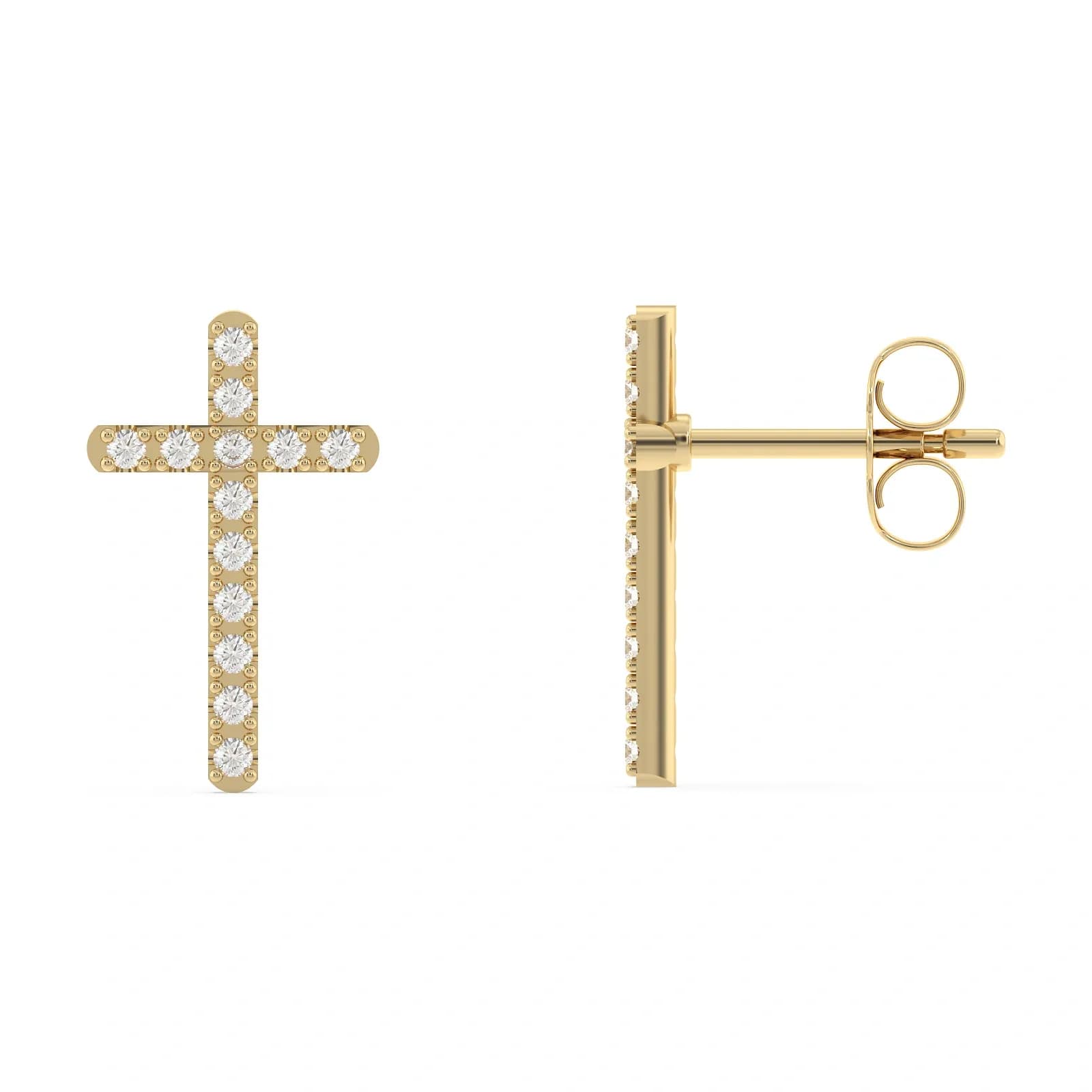 9K Guldörhängen studs, kors CZ - 12 mm 2