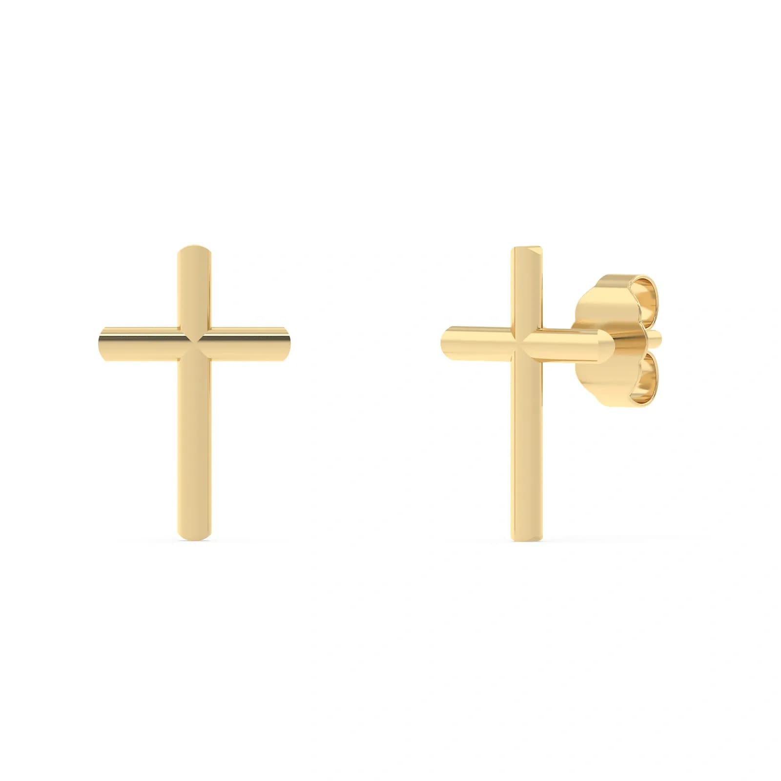 9K Guldörhängen studs, slätt kors - 12 mm