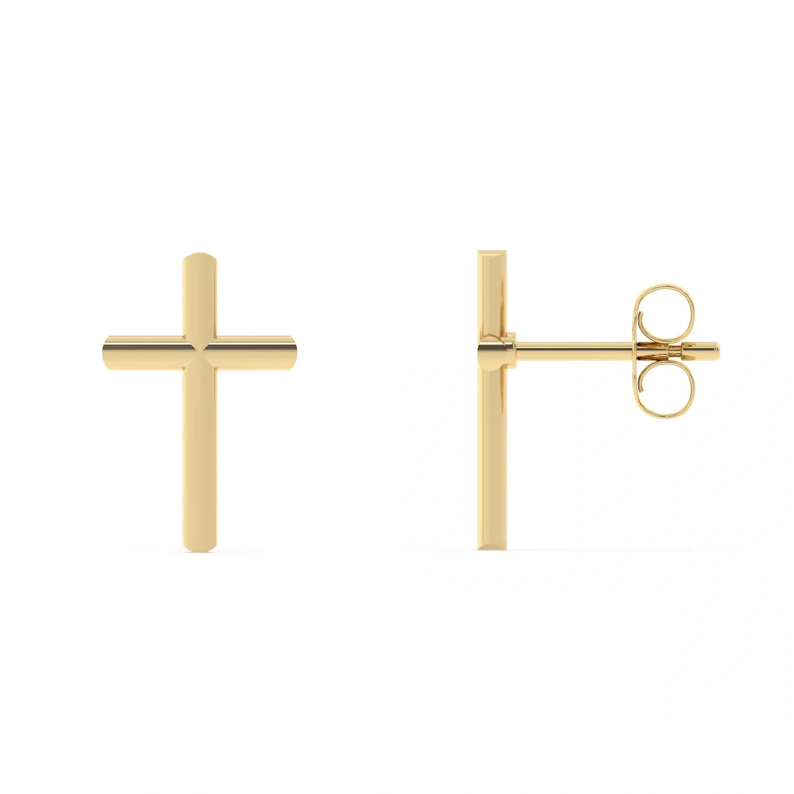 9K Guldörhängen studs, slätt kors - 12 mm 2