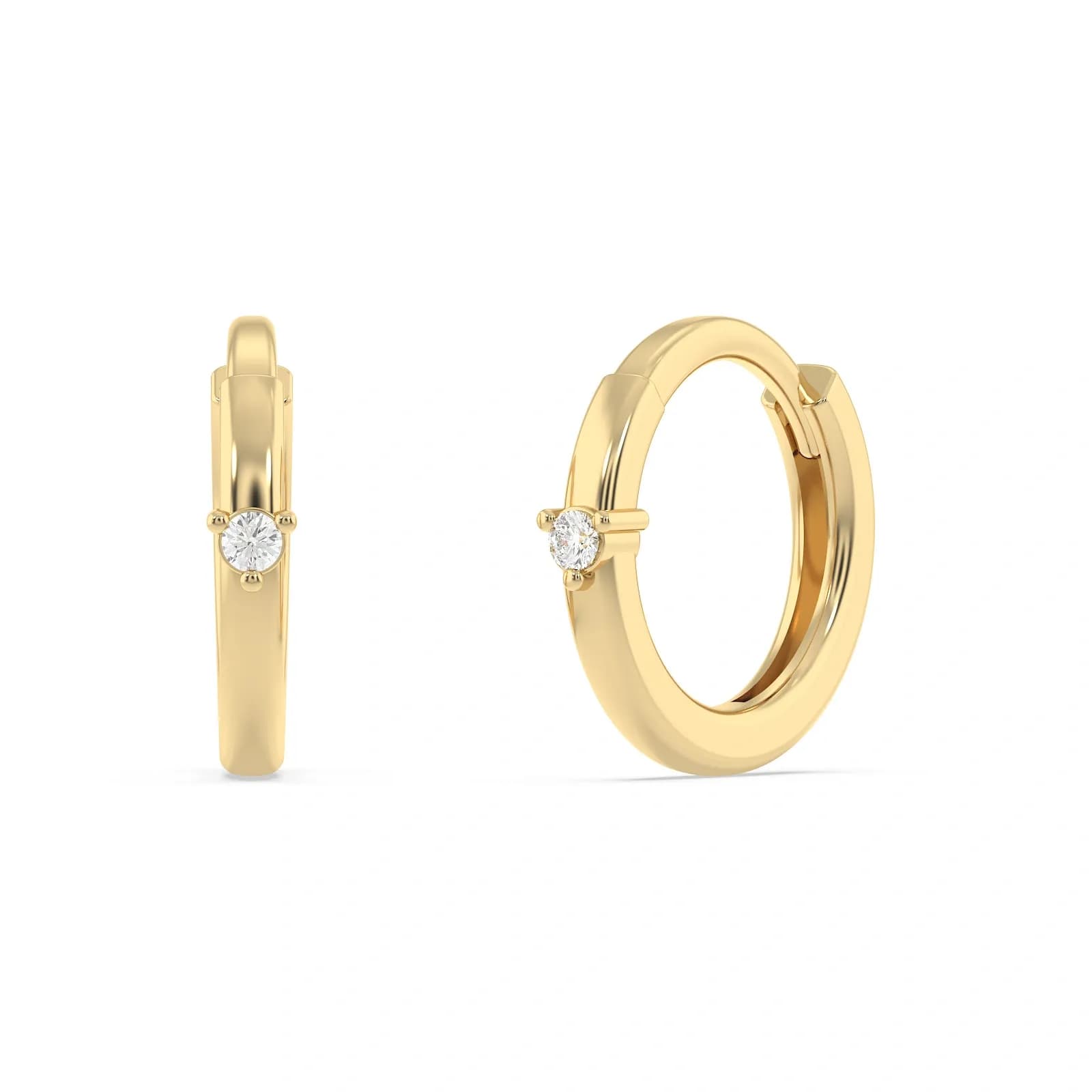 9K Guldörhängen creoler med zirkon – 8 mm
