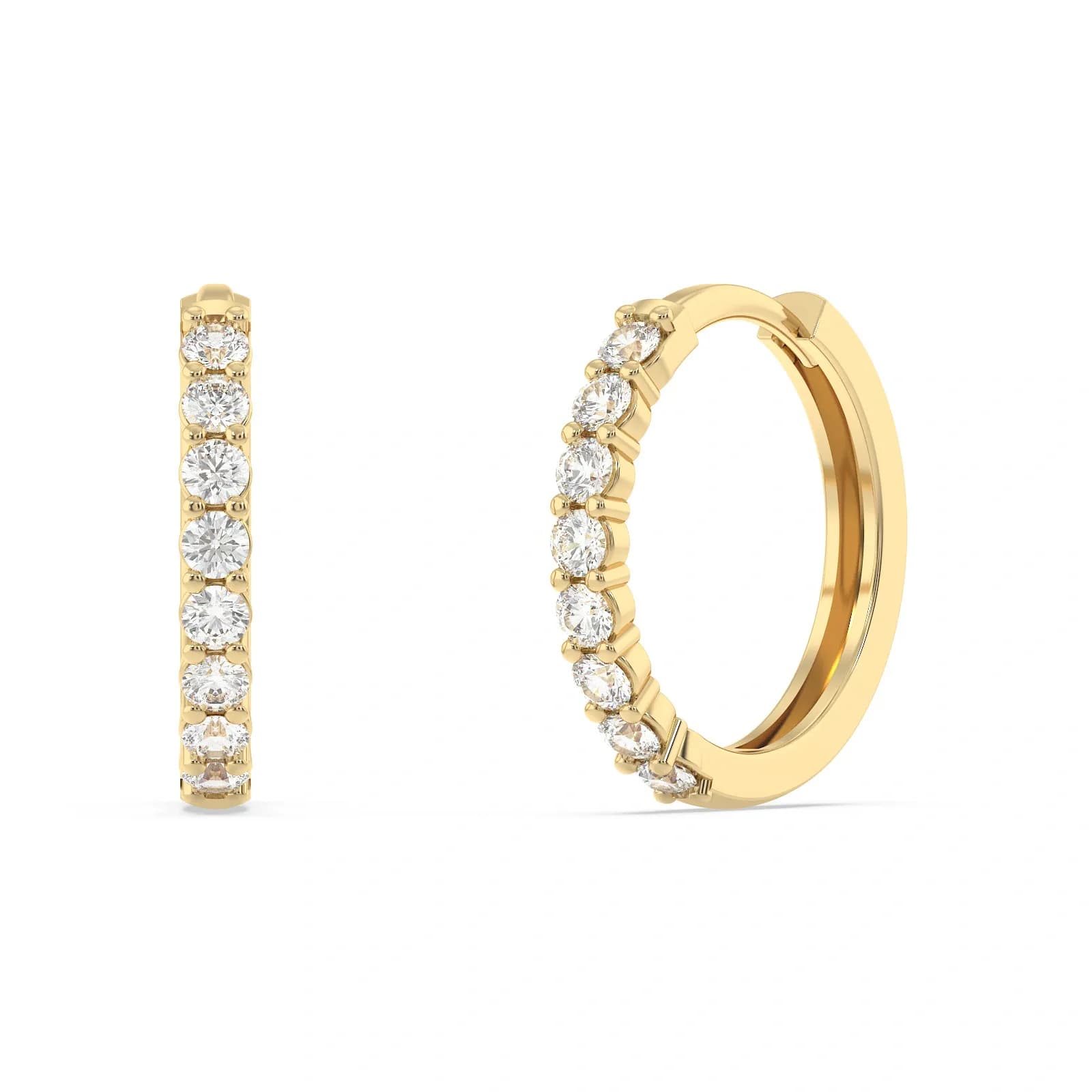9K Guldörhängen creoler, cubic zirkonia - 12 mm