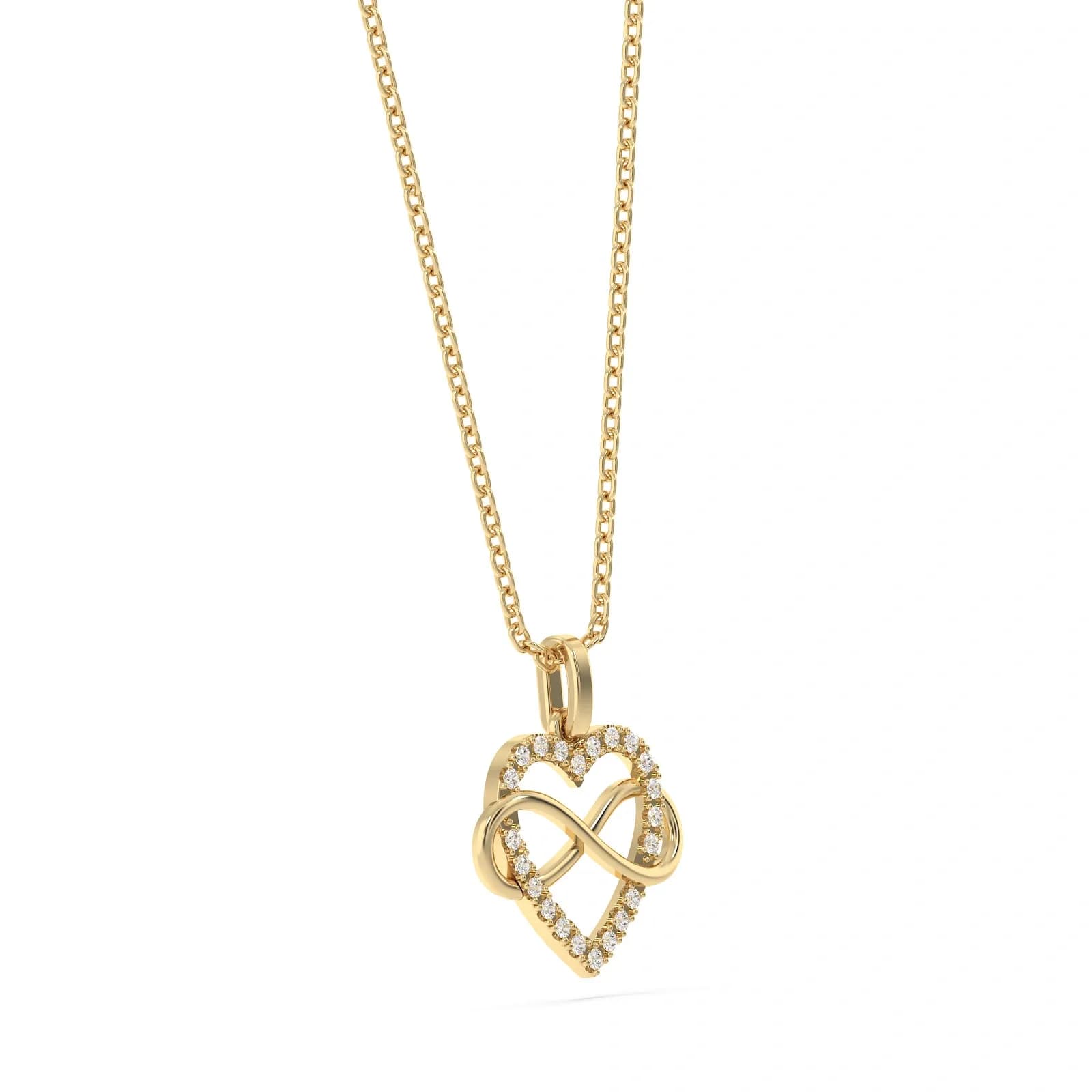 9K Gold HÄNG Heart/Infinity CZ 2