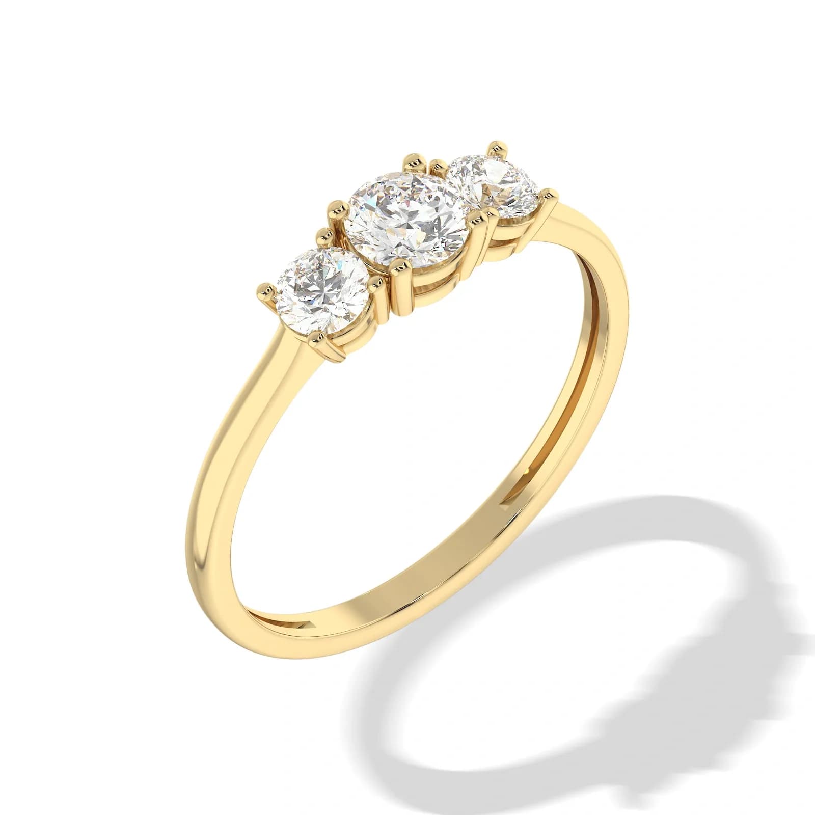 9K Guldring trestensring, cubic zirkonia 1,0 ct