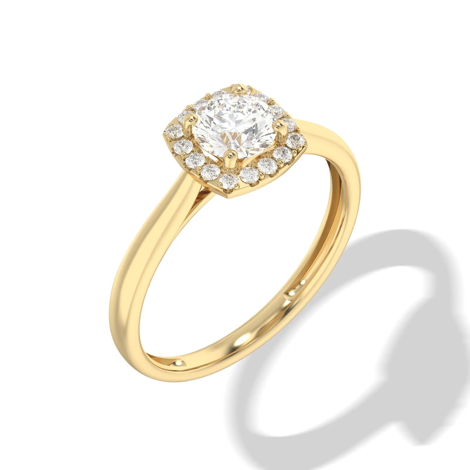 9K Guldring haloring, cubic zirkonia