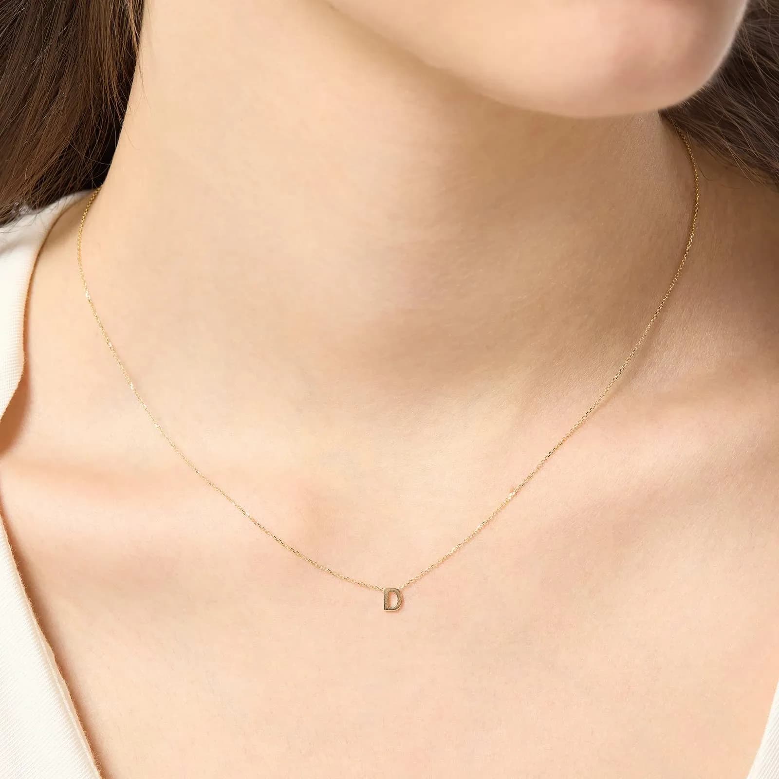 Halsband 9k guld - bokstav D, 43cm 2