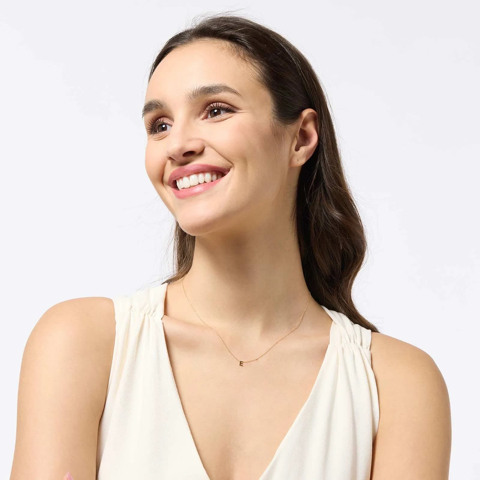 Halsband 9k guld - bokstav E, 43cm 3