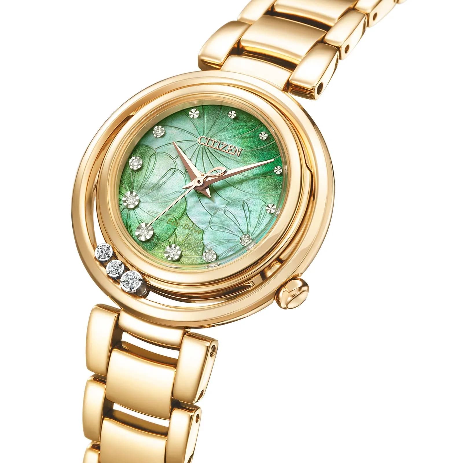 Citizen L Arcly Eco-Drive damklocka guld/grön - EM1113-82Y 5