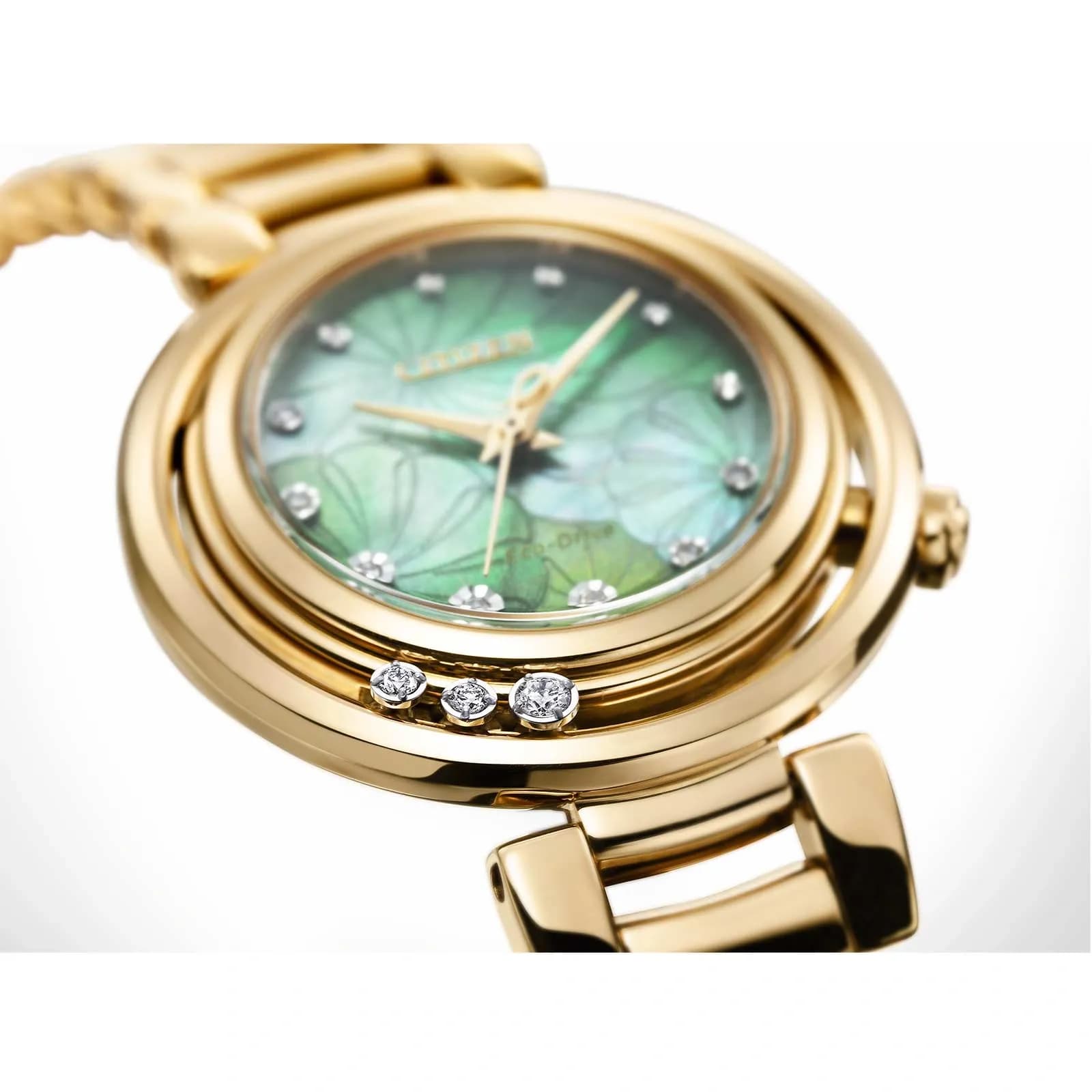 Citizen L Arcly Eco-Drive damklocka guld/grön - EM1113-82Y 6