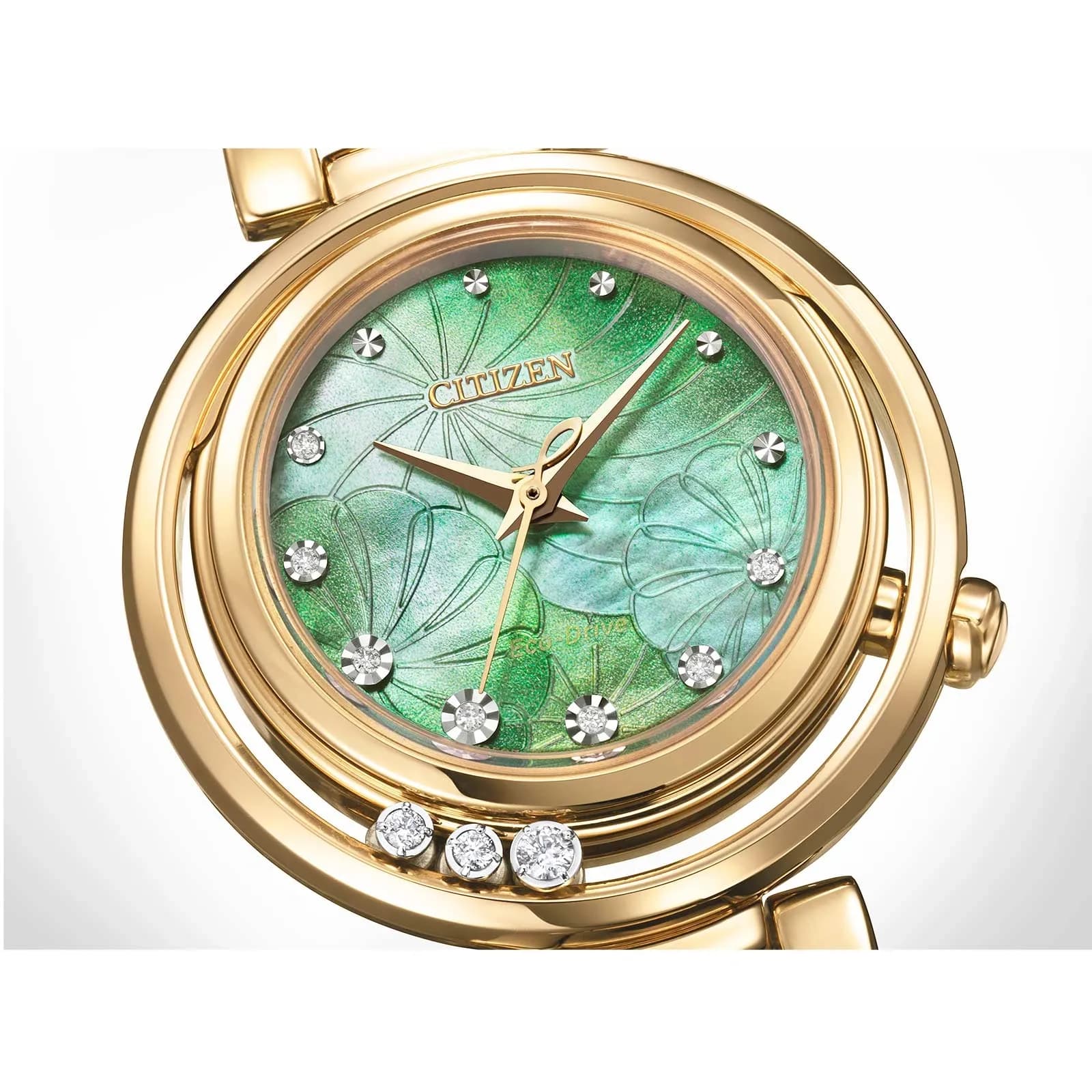 Citizen L Arcly Eco-Drive damklocka guld/grön - EM1113-82Y 7