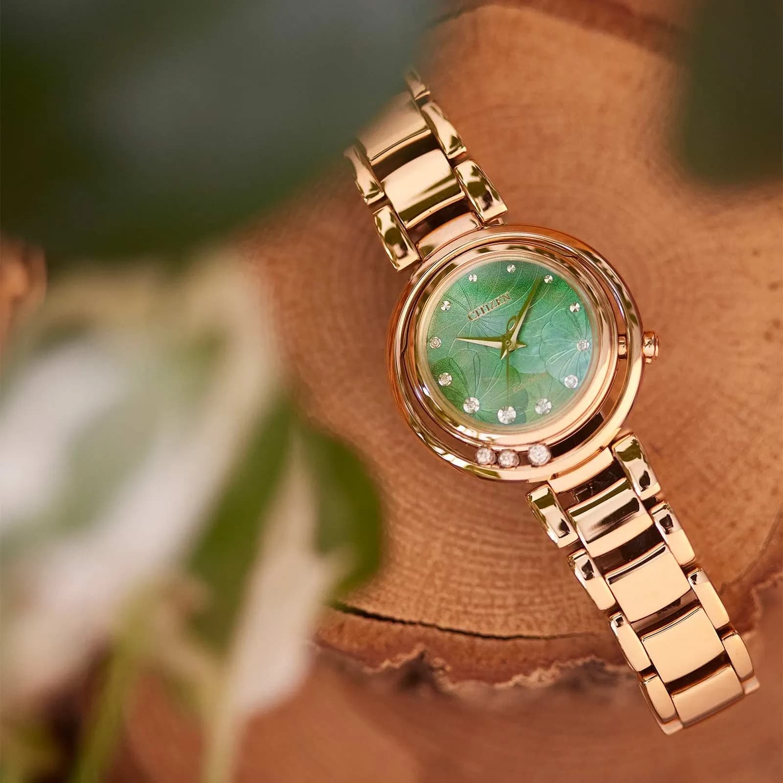 Citizen L Arcly Eco-Drive damklocka guld/grön - EM1113-82Y 8