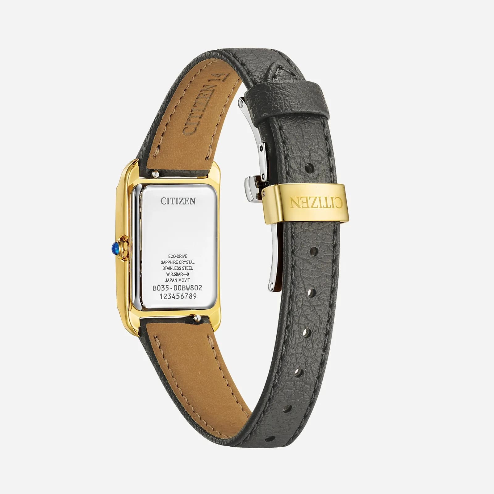 Citizen Eco-Drive L, läderband guld/svart - 19 mm 2