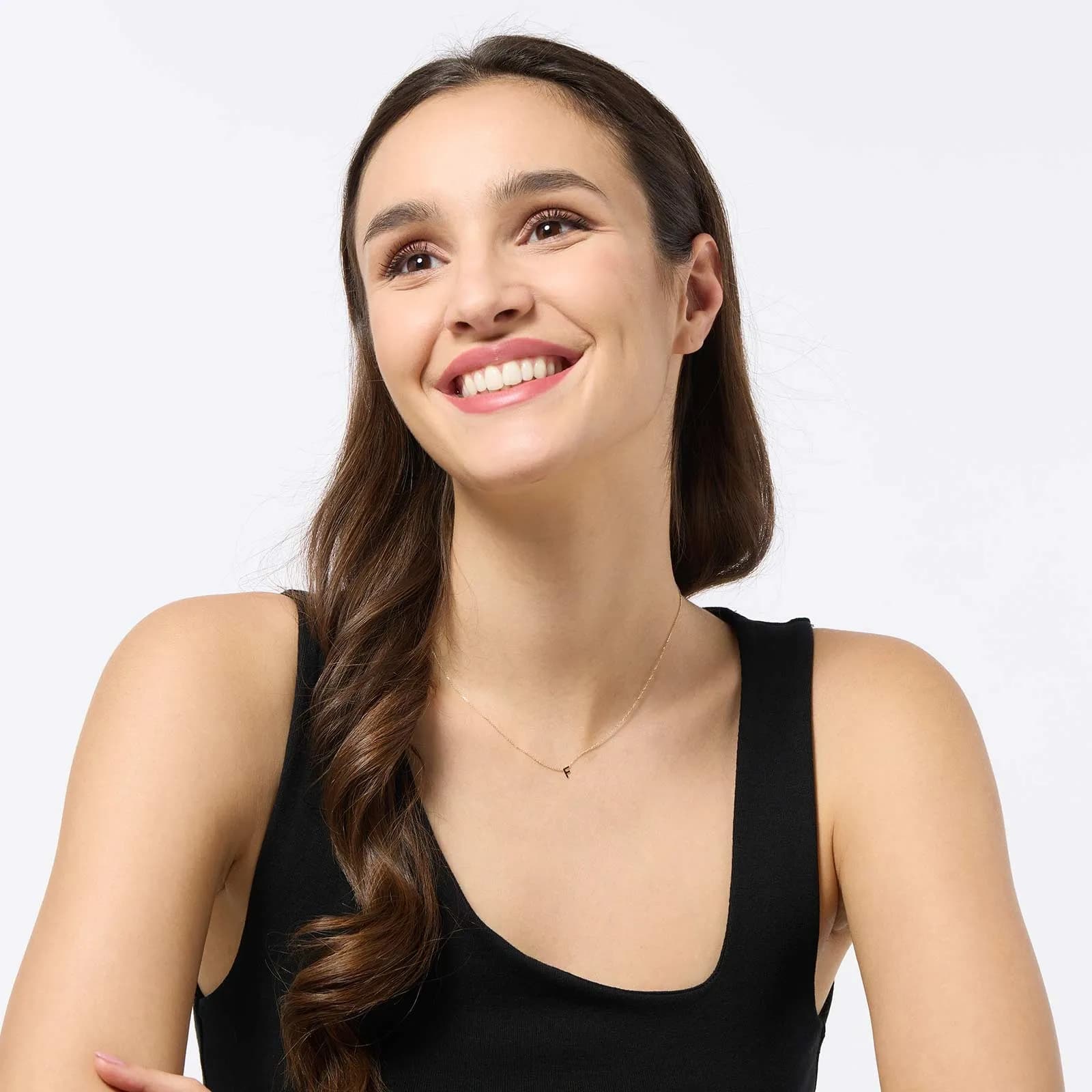 Halsband 9k guld - bokstav F, 43cm 3