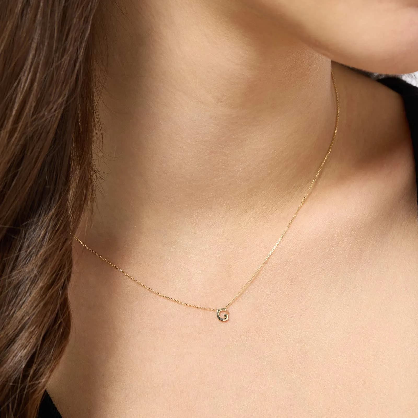 Halsband 9k guld - bokstav G, 43cm 2