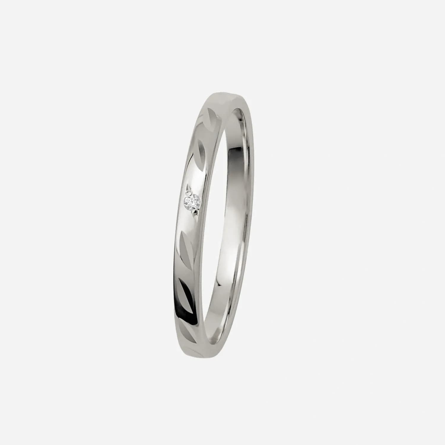 Förlovningsring 9k vitguld diamant - 2 mm / 1,1 mm