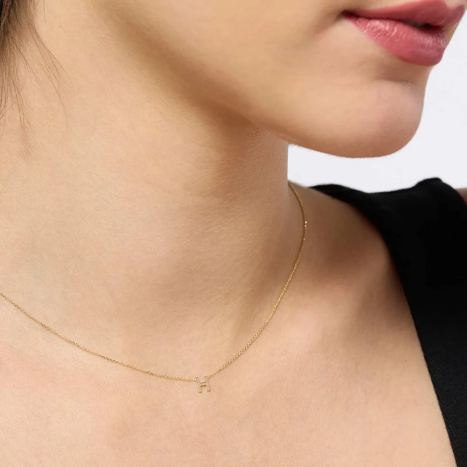 Halsband 9k guld - bokstav H, 43cm 2