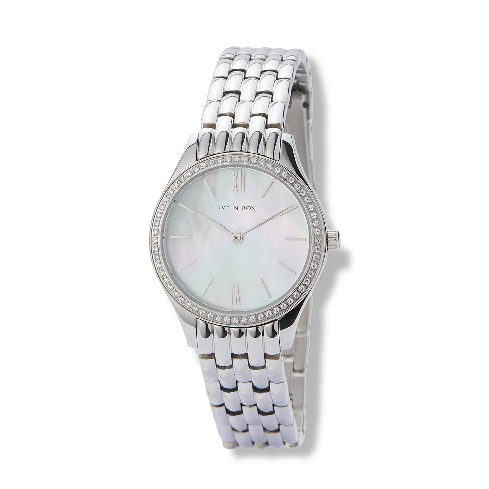 Ivy n Rox damklocka pärlemor/silver, metallband - I26024-023