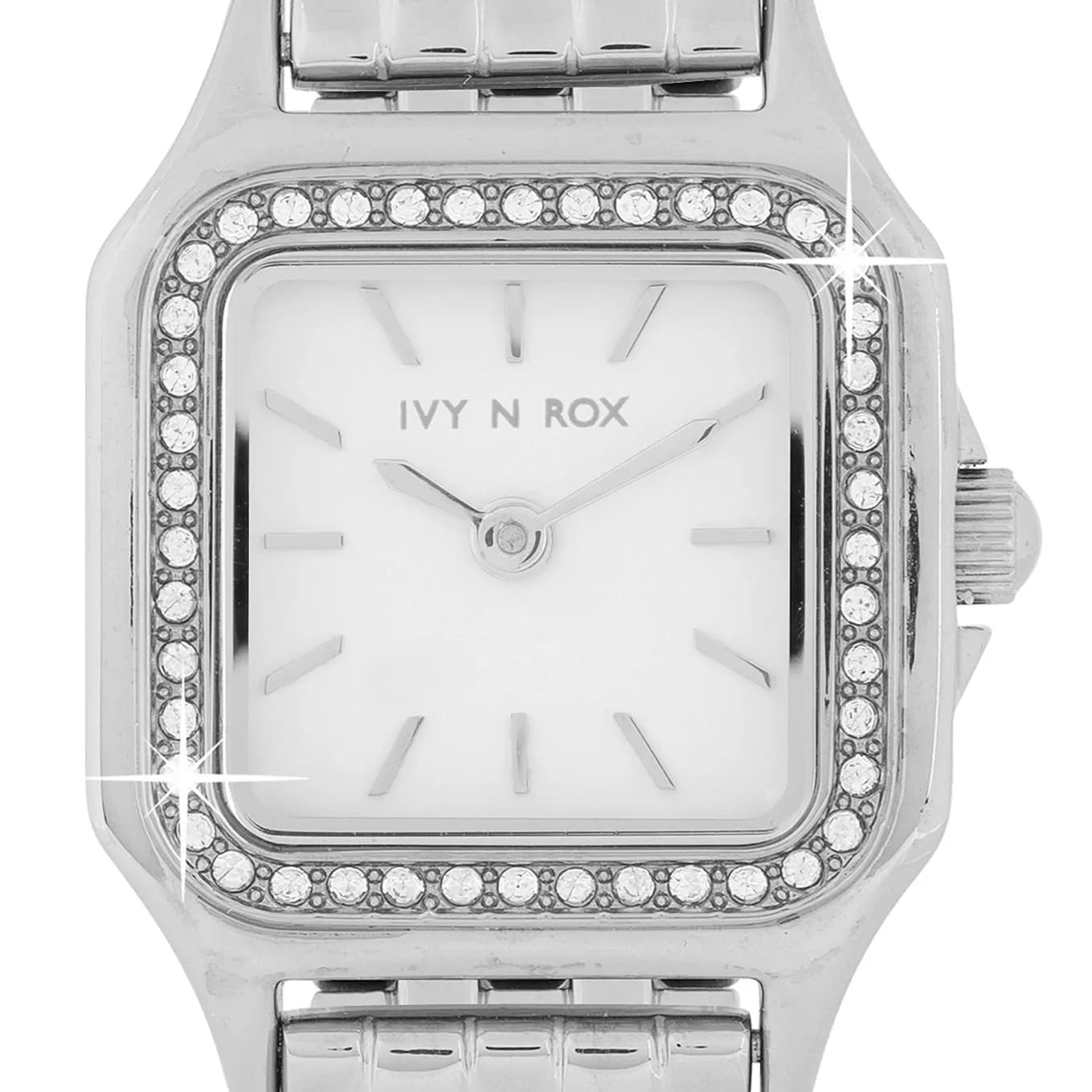 Ivy N Rox Posh damklocka - fyrkantig, silver/vit, 24x24 mm 2