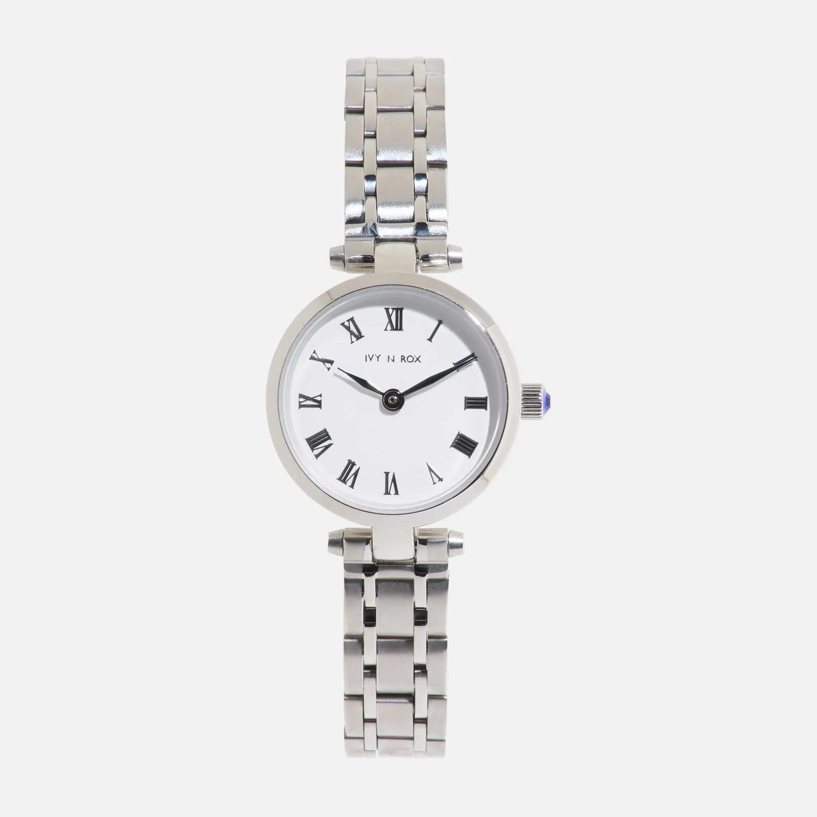 Ivy n Rox Timeless damklocka - rund, silver/vit, 24 mm