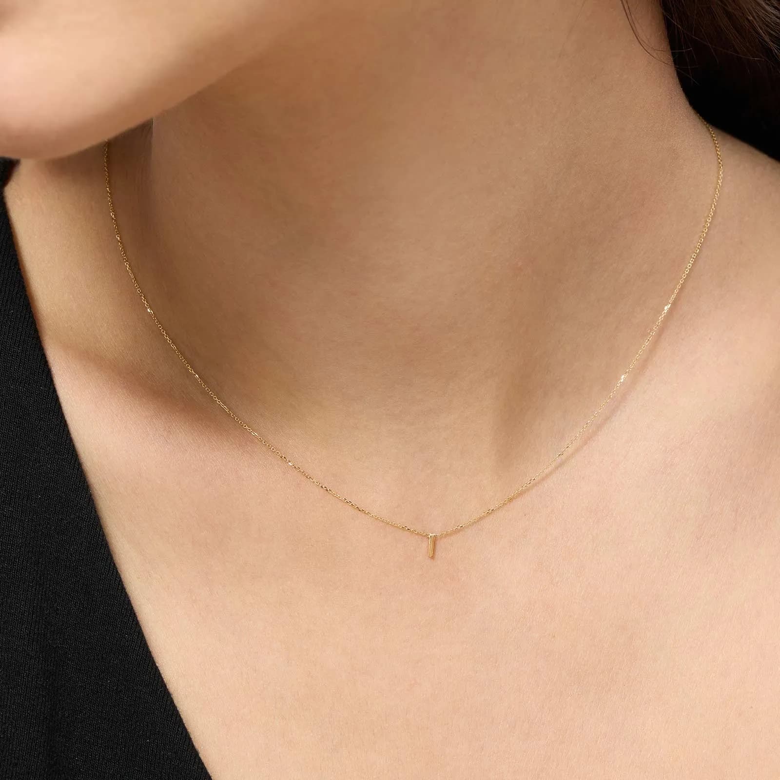 Halsband 9k guld - bokstav I, 43cm 3