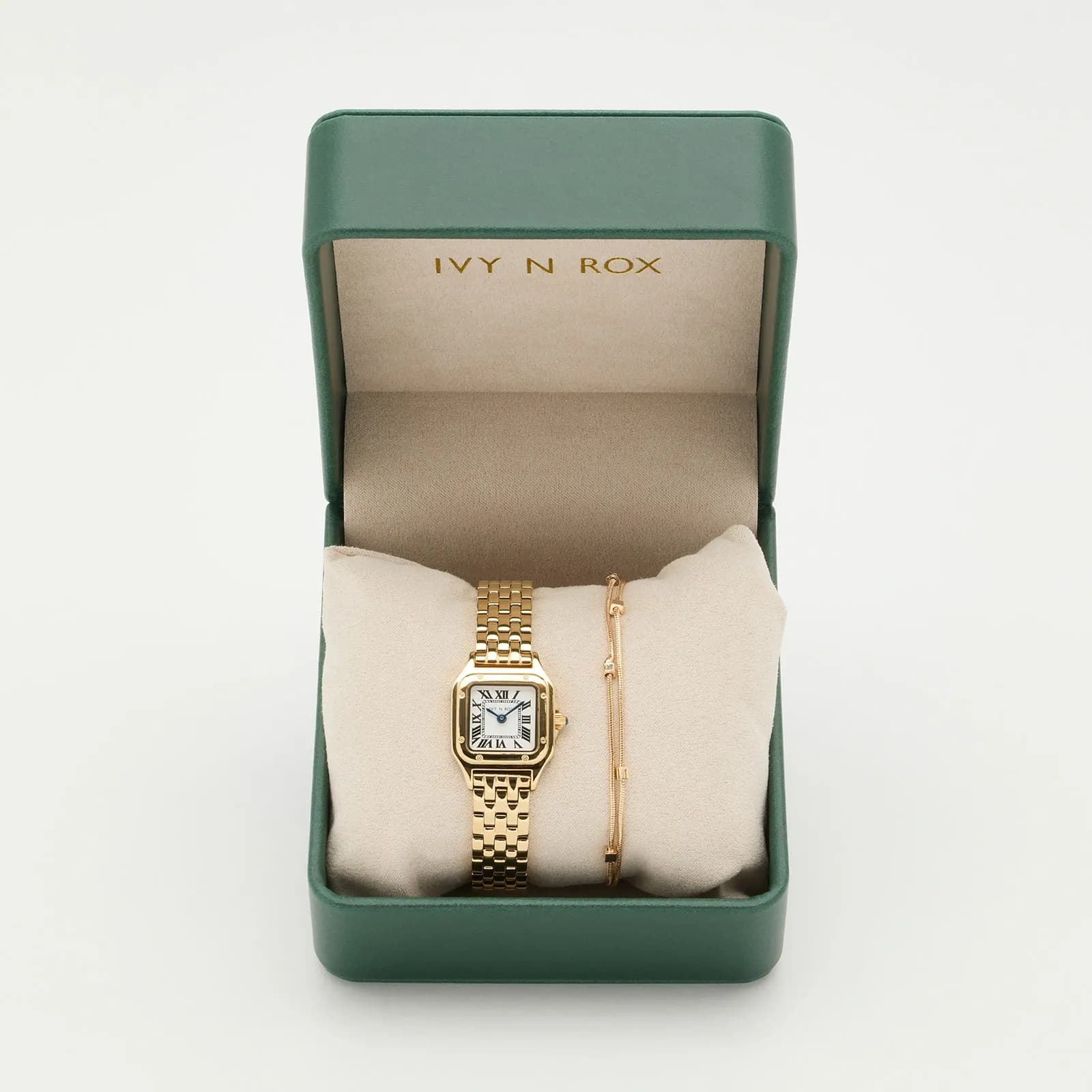 Ivy n Rox Classy klockset - kvadratisk, guld, 24x24mm