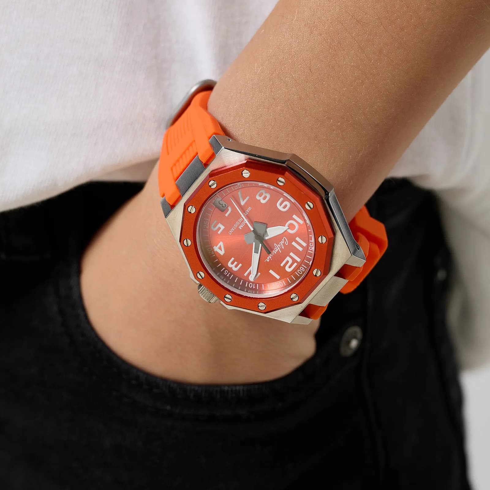 California barnklocka - gummiband, orange, 37 mm 2