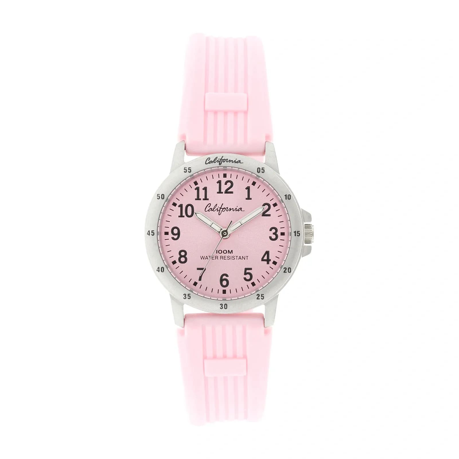 California barnklocka - gummiband, rosa, 28 mm
